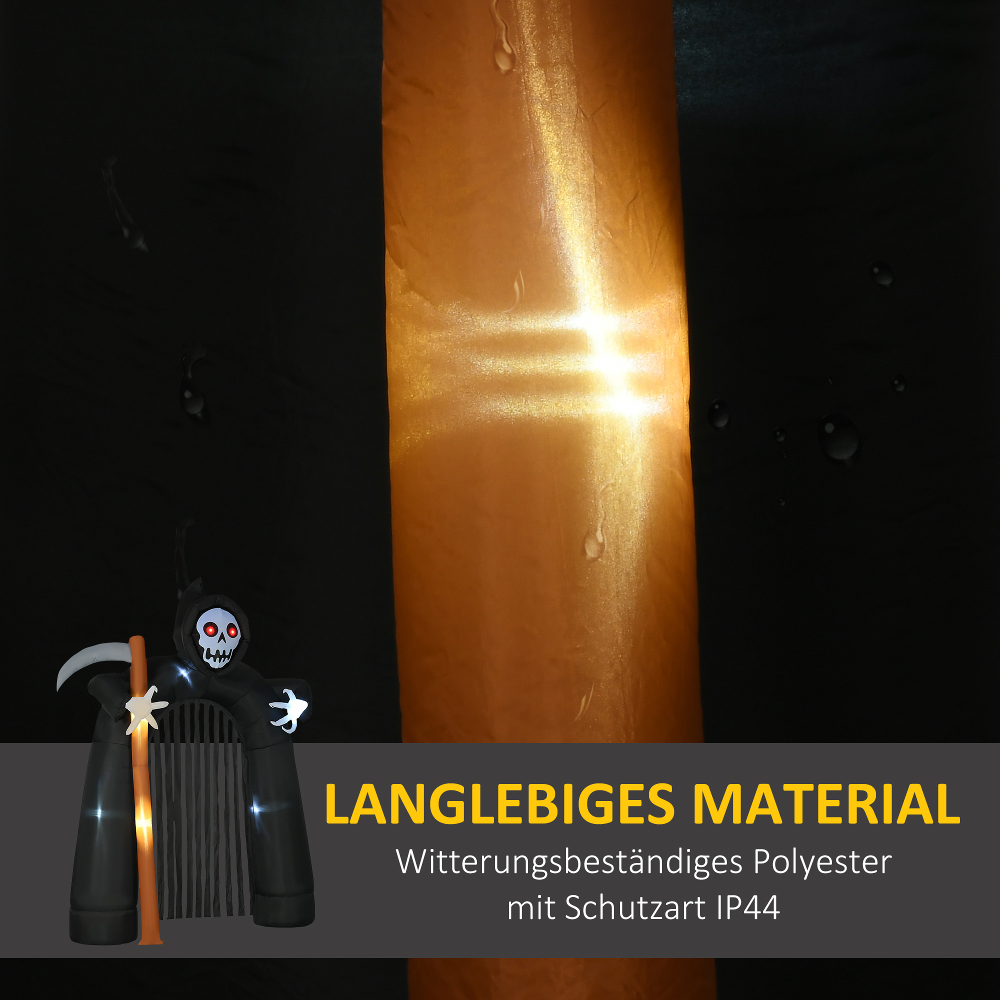 große Halloween-Gartendekoration Sensenmann-Torbogen selbstaufblasbar LED-Beleuchtung 2,85 m