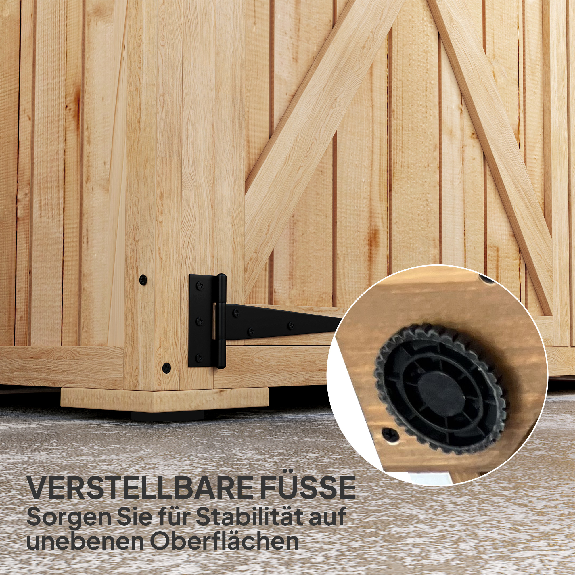 Gartenlagerschuppen, Holzschuppen für Werkzeug und Gartengeräte, Asphalt-Dach, Doppeltüren, Fichtenholz, Hellbraun