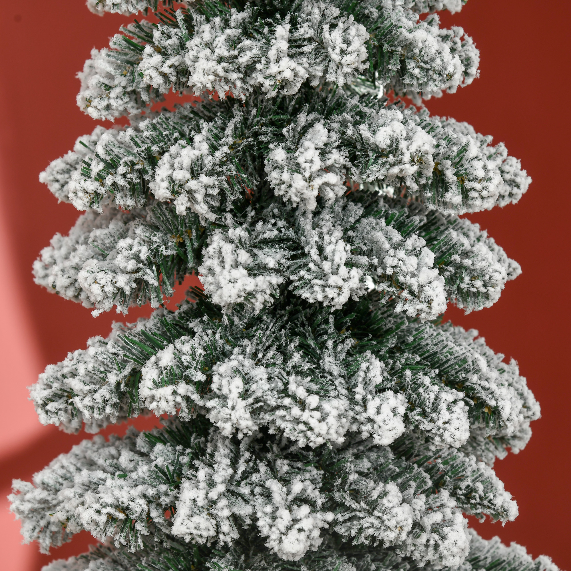 Künstlicher Weihnachtsbaum, schneebedeckt, schmales Design, feuerfest, 180 cm, Grün/Weiß