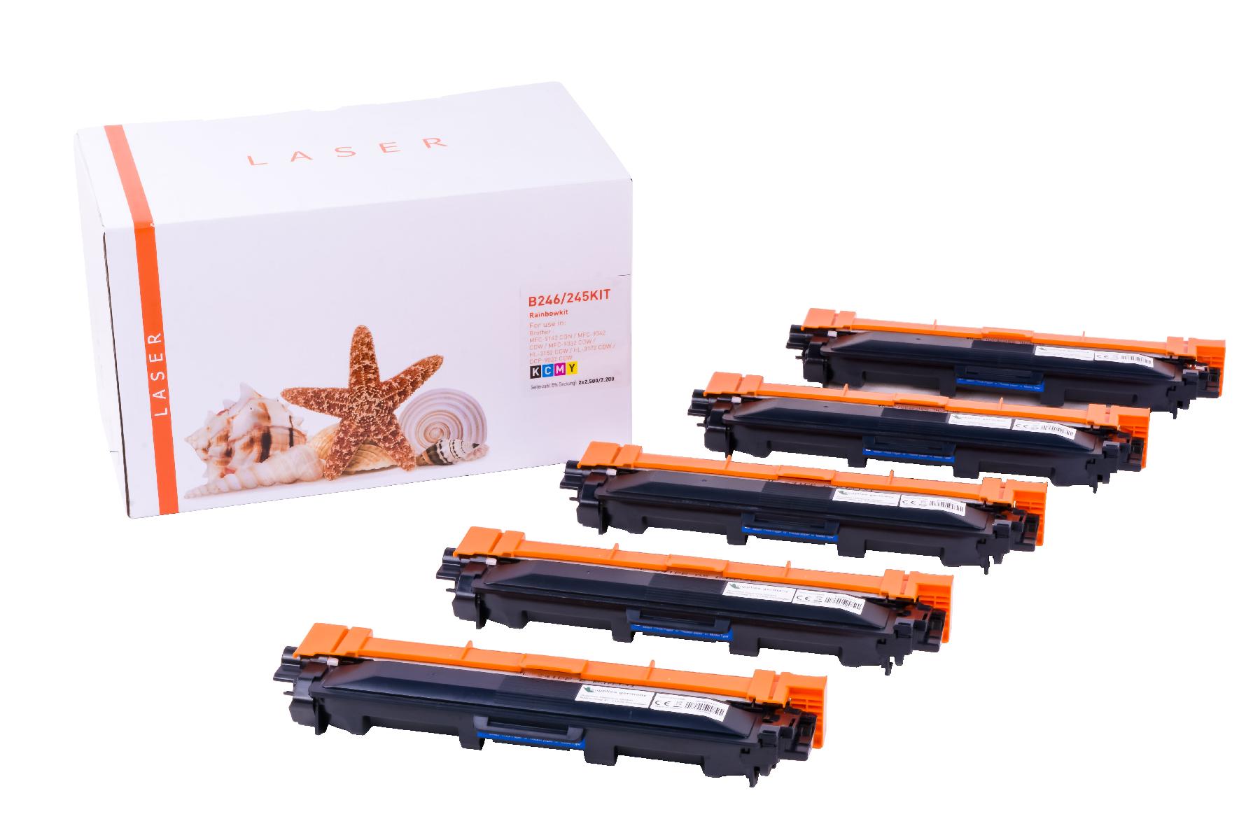 TN246KIT5 Univ. Toner TN241/242/245/246 Rainbowkit für Brother / TN246KIT / BK2x2.500 / CMY2.200 Seiten TN246KIT5 Univ. Toner TN241/242/245/246 Rainbowkit für Brother / TN246KIT / BK2x2.500 / CMY2.200 Seiten