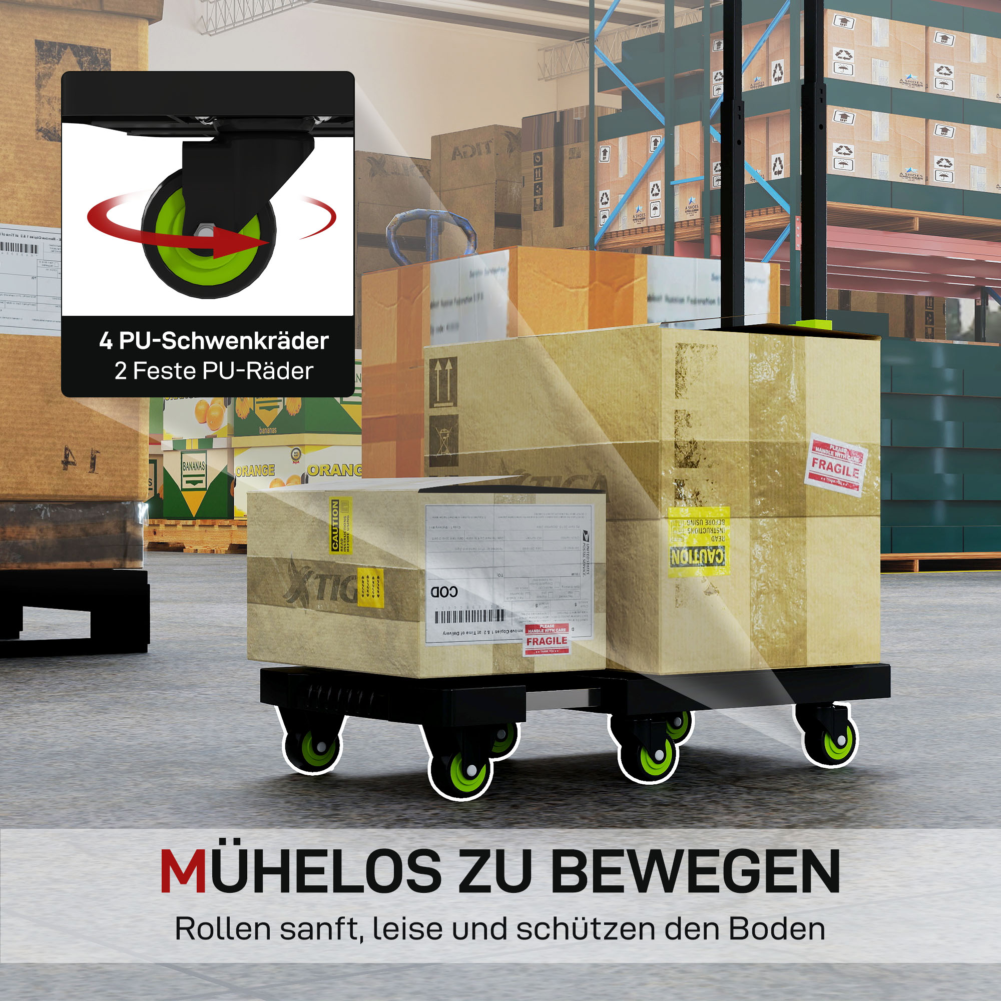 Sackkarre klappbar Metall Transportkarre mit Räder verstellbarem Griff 49 x 35 x 102 cm Grün