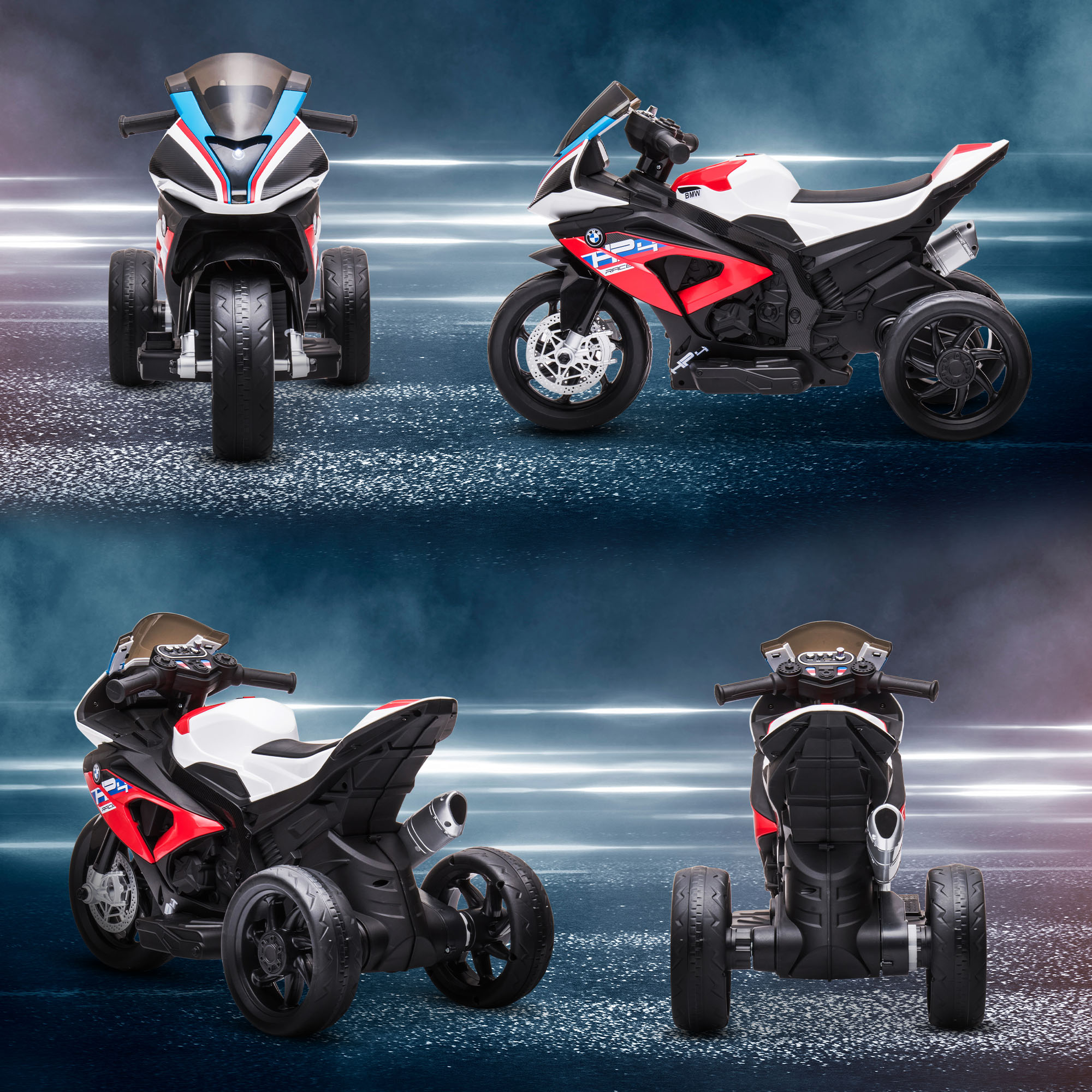 Kindermotorrad, Elektromotorrad, Scheinwerfer, 3 Musikmodi, für Kinder 1,5-5 Jahre, Rot, 82,5 x 42 x 54cm