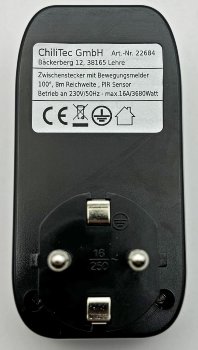 Zwischenstecker mit Bewegungsmelder / 8m Reichweite , 230V/1200W