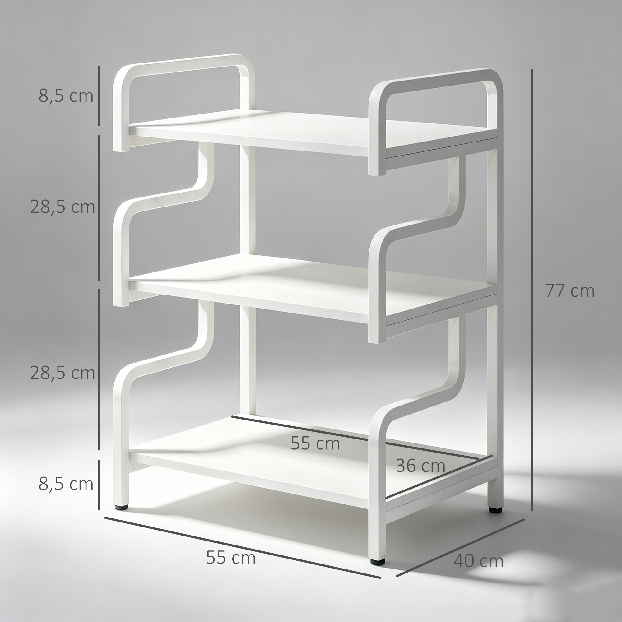 Druckerständer Druckertisch mit 3 Ebenen und Stauraum, 55 x 40 x 77cm