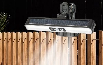 LED Solar Klemmleuchte "SKL 102" / PIR Bewegungsmelder, 102 LEDs, IP44