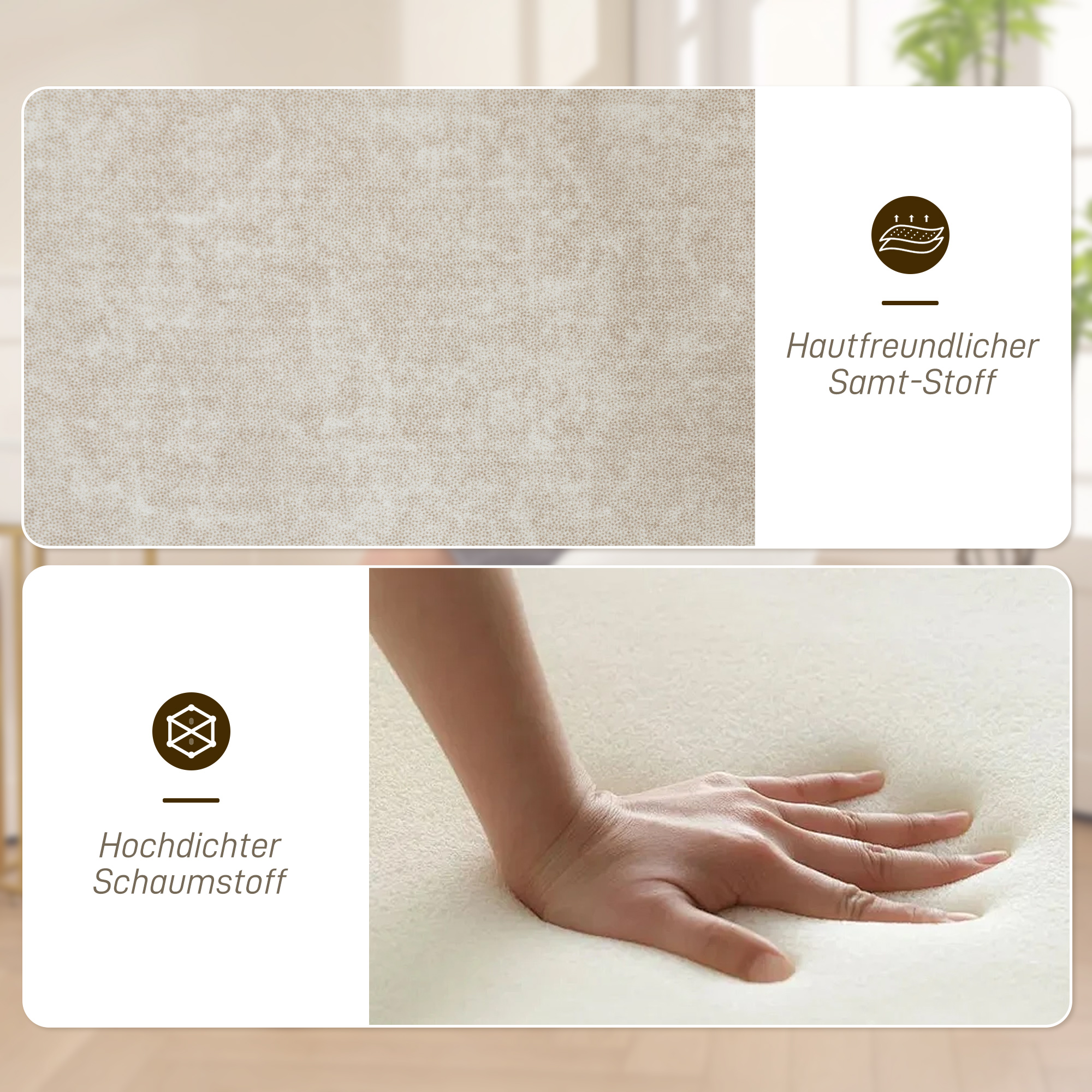 Drehbarer Akzentstuhl, Polsterstuhl mit Stoffbezug, Armlehnen, Stahlbeine, für Wohnzimmer, Schlafzimmer, Büro, Beige