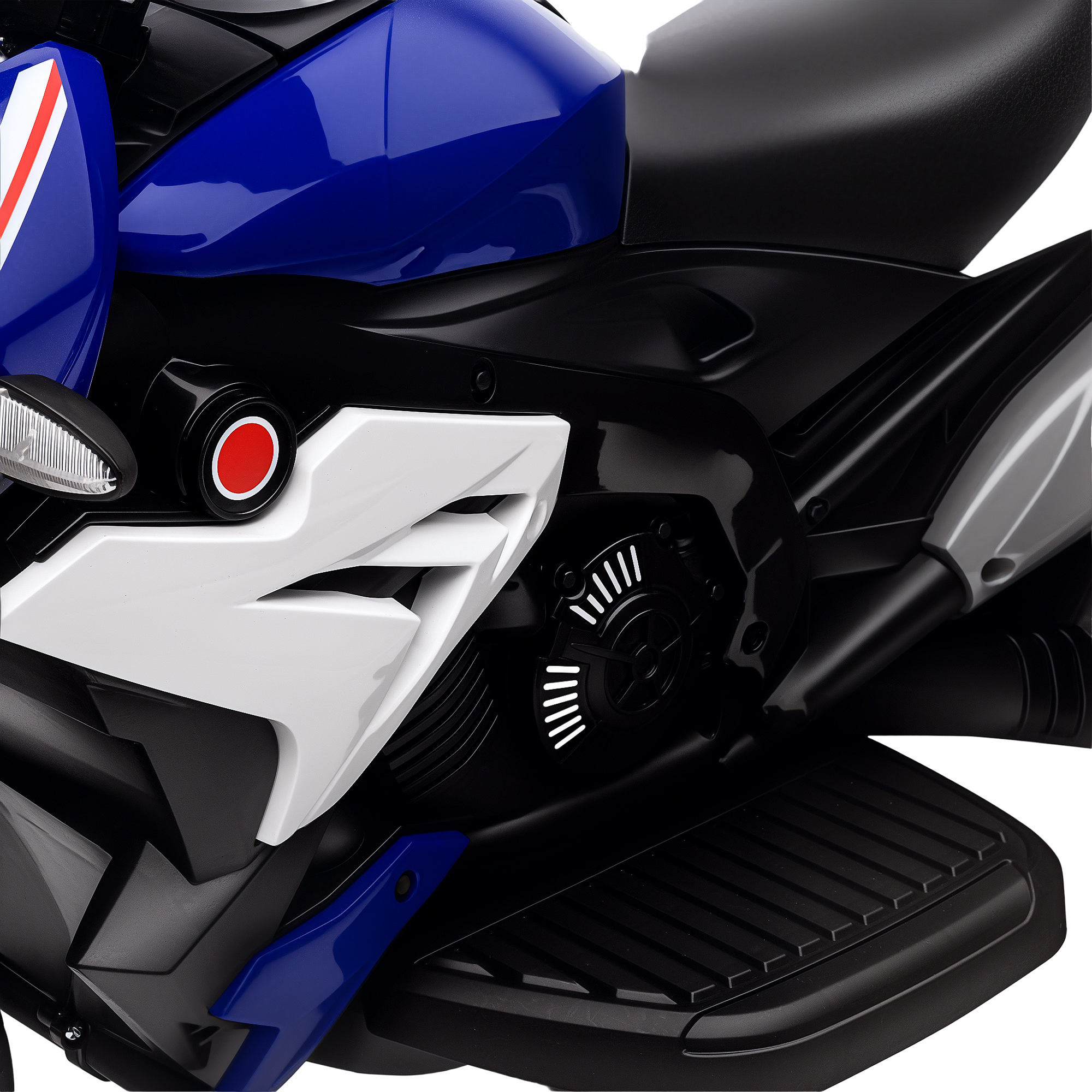 Elektro-Kindermotorrad, Lichter & Geräusche, 3 km/h, wiederaufladbar, Kunststoff & Metall, Blau/Weiß