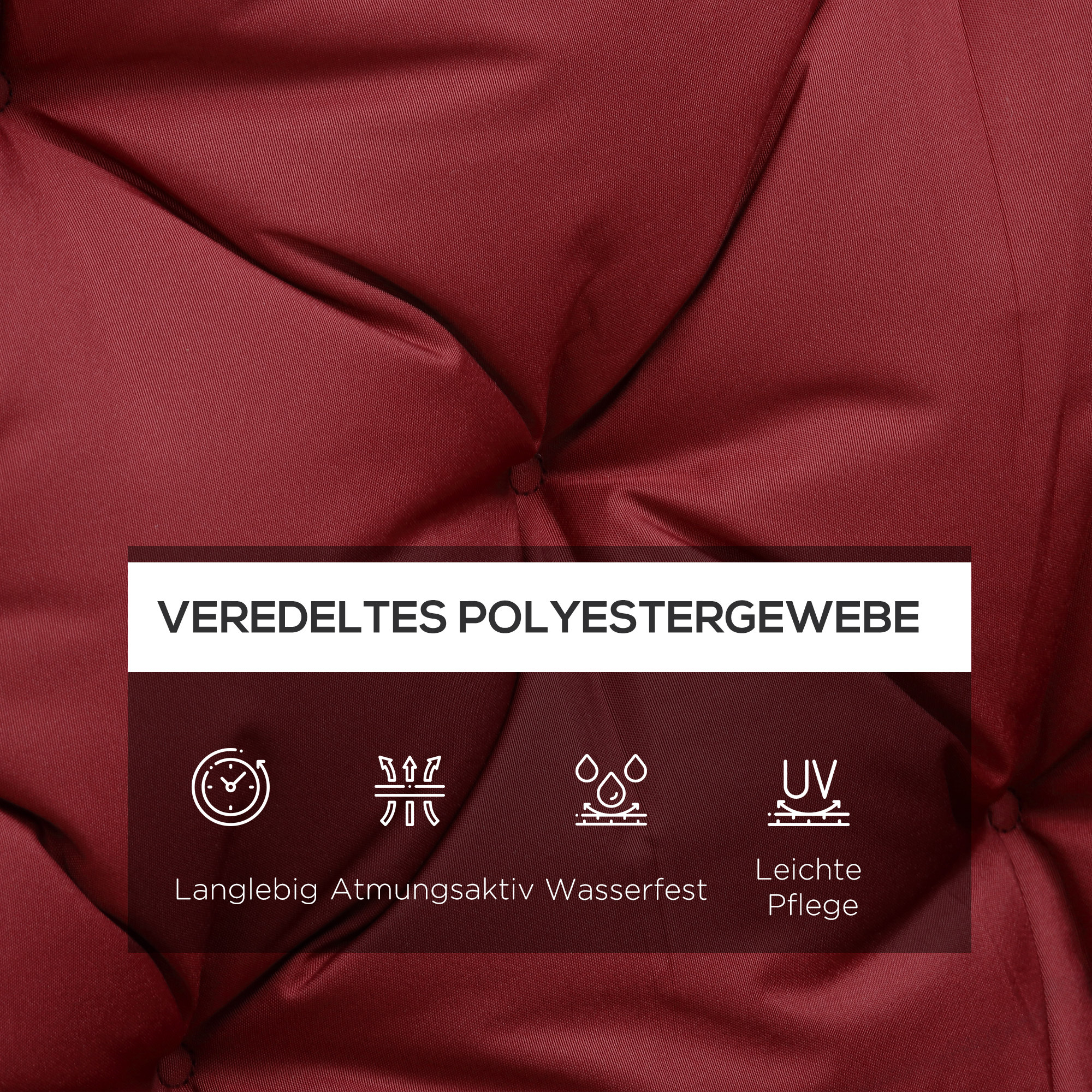 Sitzpolster für Bänke, Bankpolster mit Befestigungsbändern, für bis zu 3 Personen, Schaumstoff-Füllung, Sitzpolste