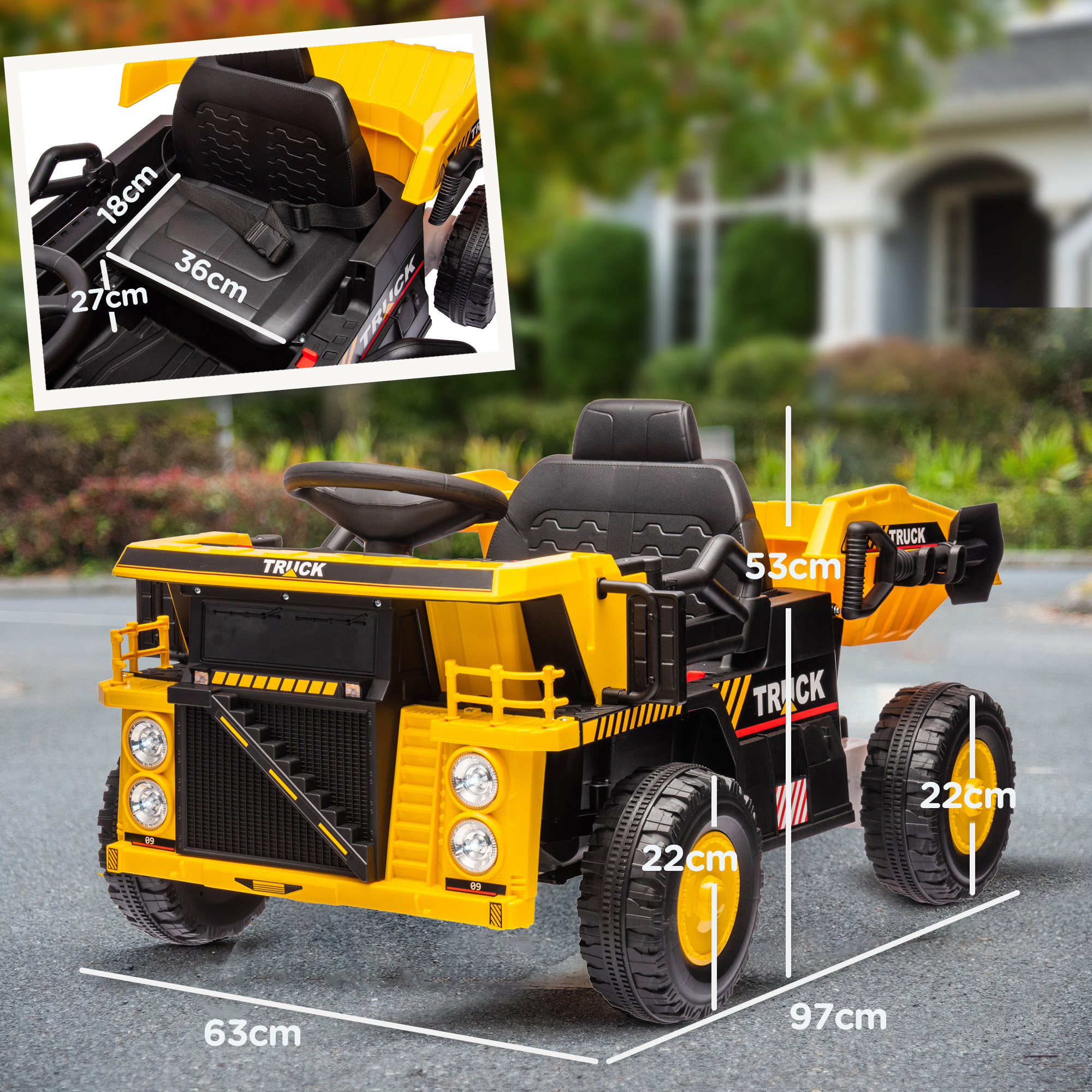 Elektro-Kipplaster, 3-6 km/h, Rutschauto, kippbare Ladefläche, Licht & Musik, für 3-5 Jahre