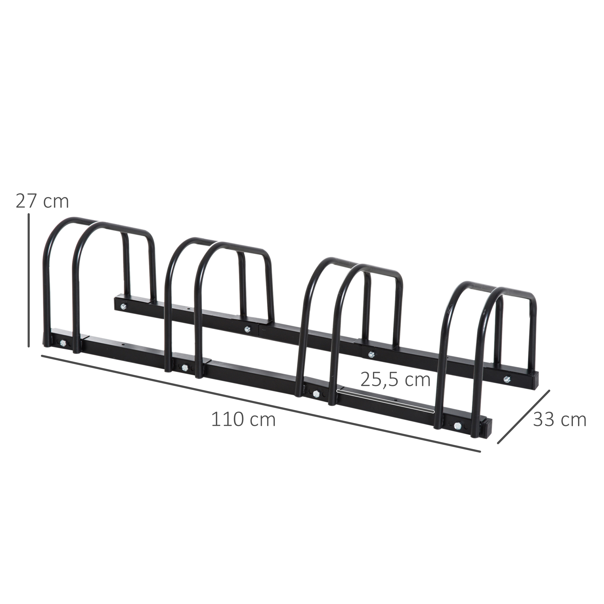 Fahrradständer für 4 Fahrräder, wetterfest, Wand- oder Bodenmontage, Stahl 110 x 33 x 27 cm