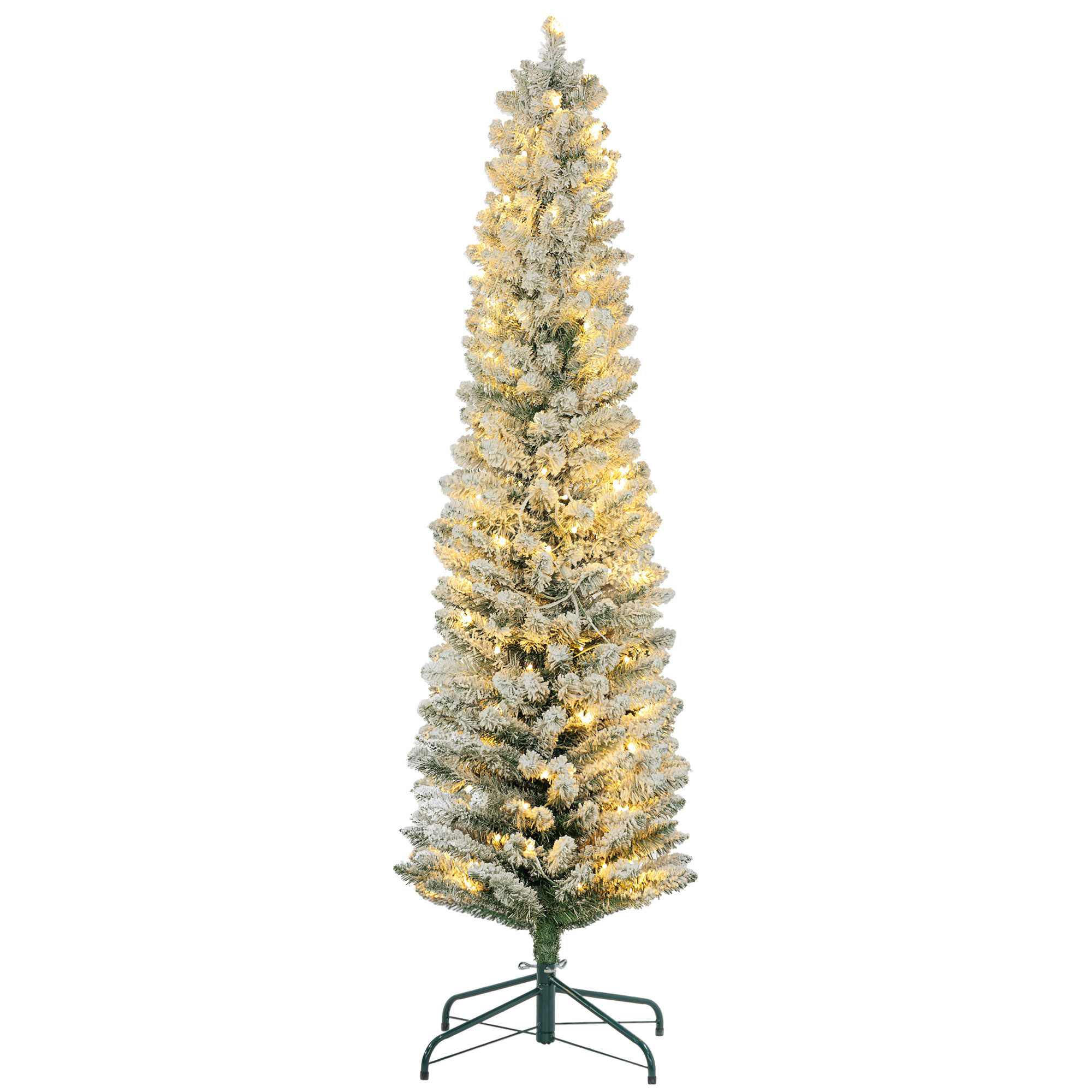 Weihnachtsbaum 180 cm, LED-Lichterkette, Kunstkette, flammhemmend, Metallbasis, Grün