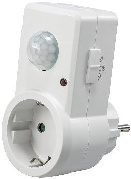 Zwischenstecker mit Bewegungsmelder / 120°, 9m Reichweite , 230V/1200W, weiß