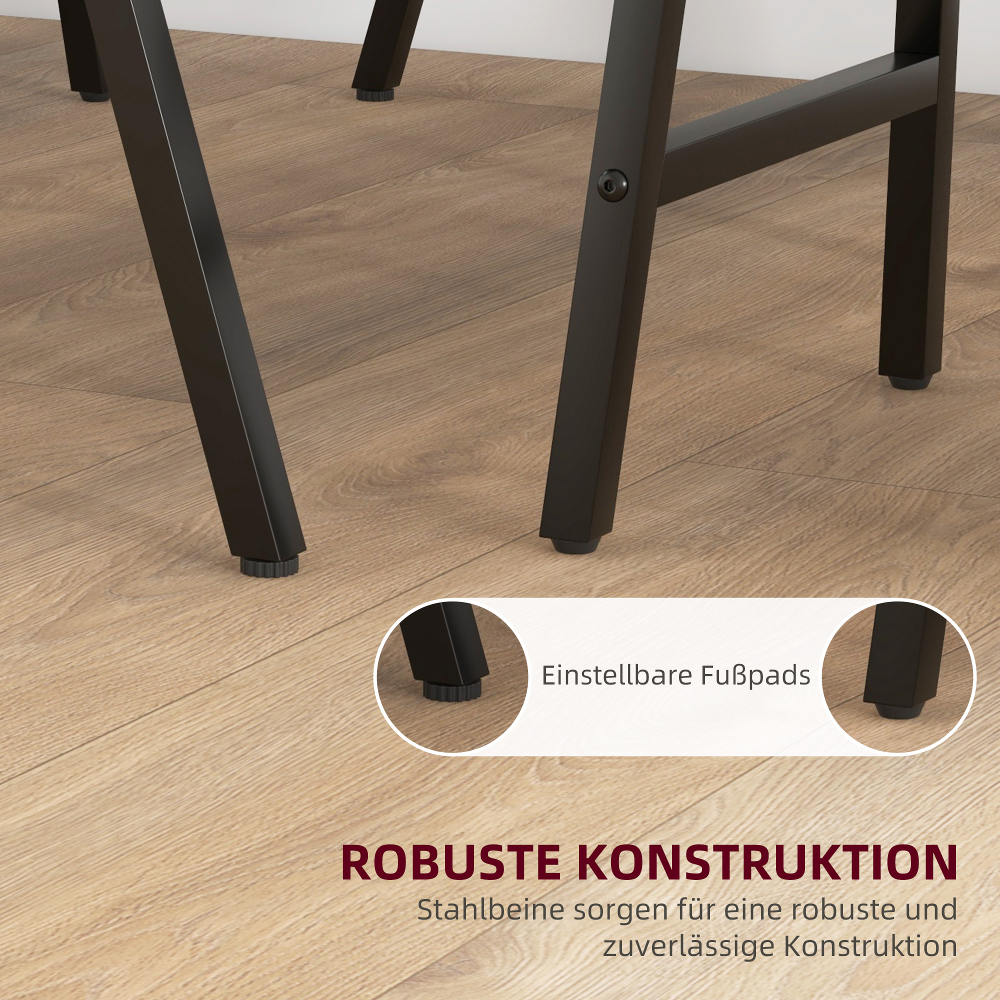 Bargarnitur 5-teilig, Tisch und 4 Stühle, Knopfheftung, dicke Polsterung, Leinenoptik, Beige