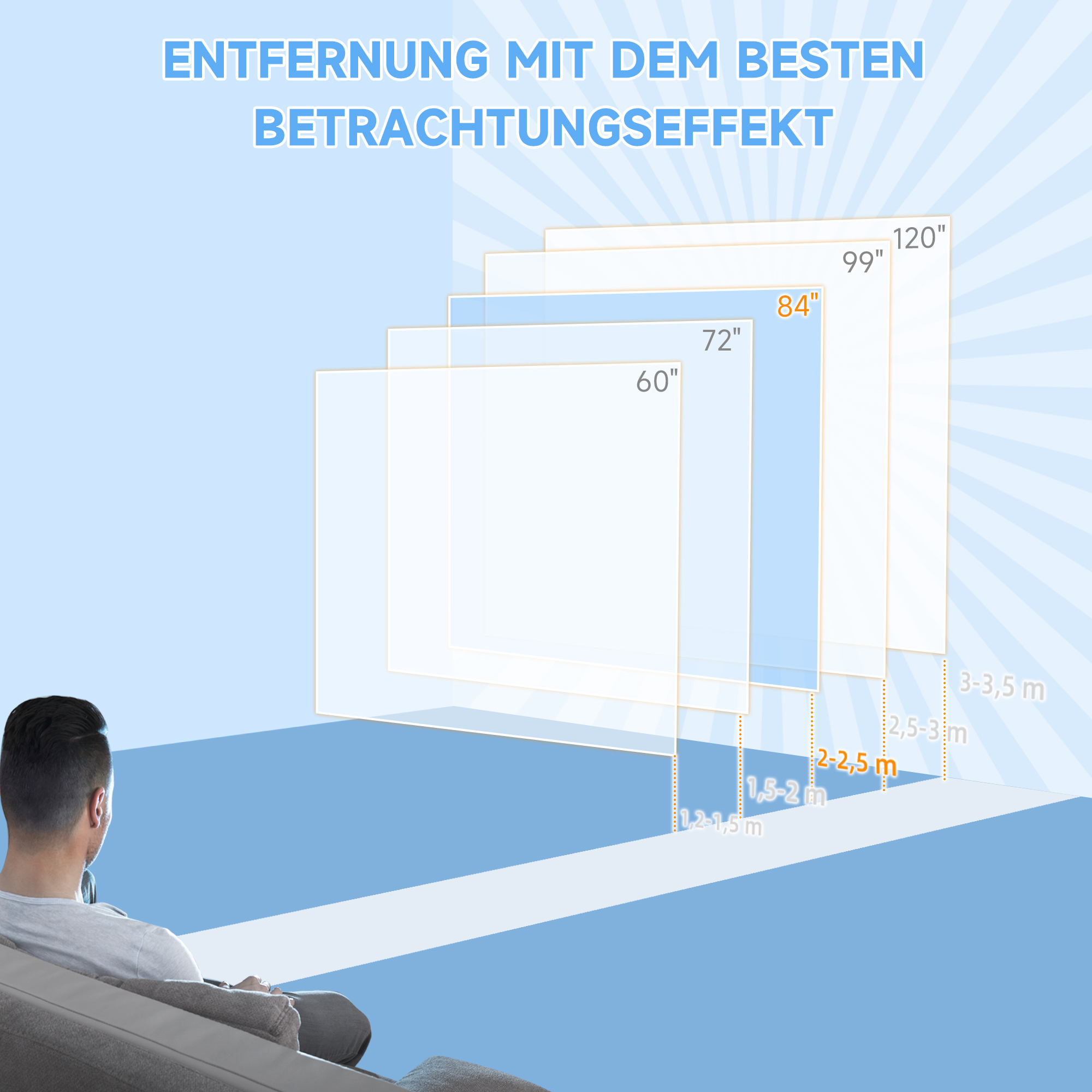 Beamer-Leinwand, Projektionsleinwand, 16:9, 84 Zoll, Fernbedienung, Motor