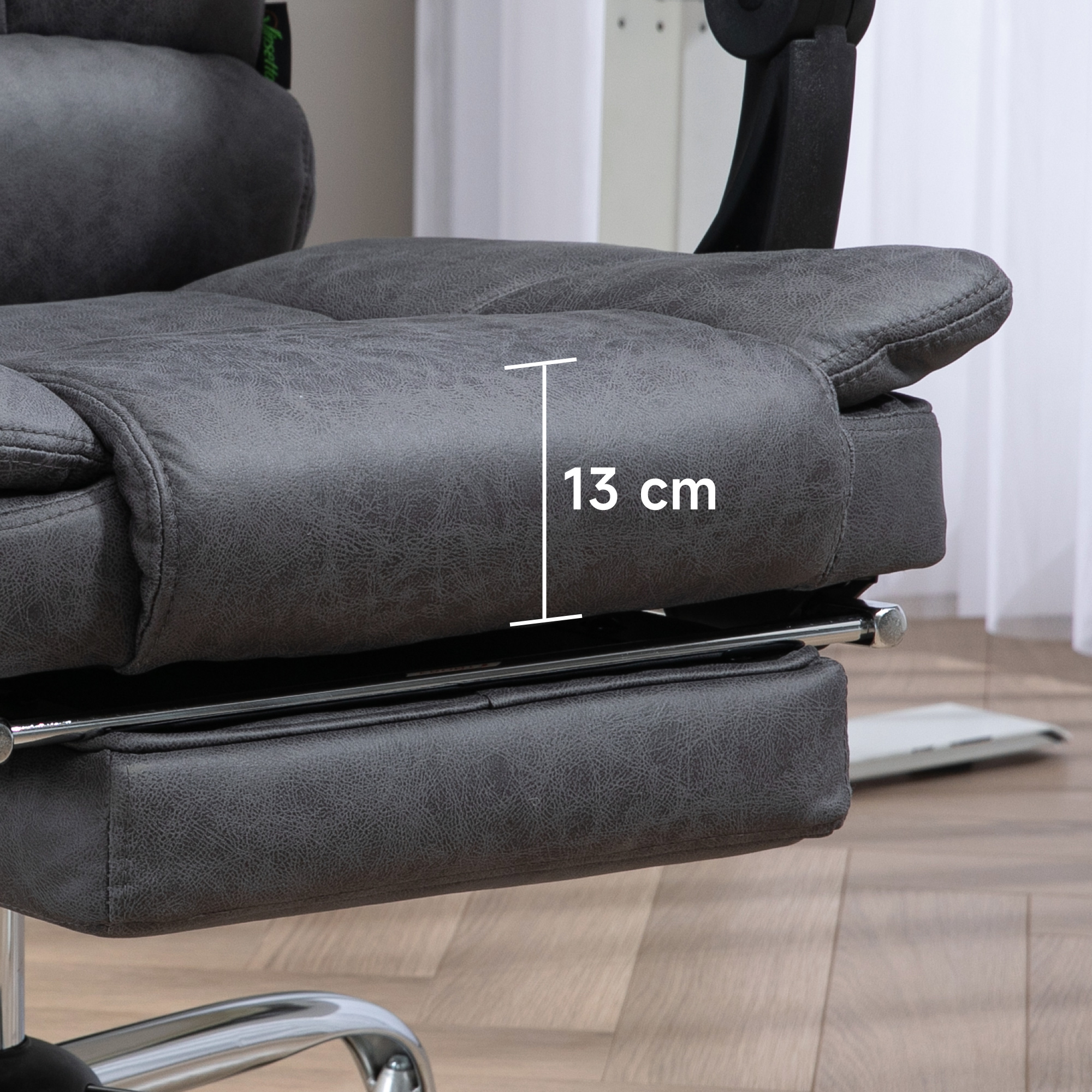 Massagstuhl Bürostuhl mit Massagefunktion, inkl. Fußstütze, höhenverstellbar, 64 cm x 70 cm x 118 cm, Schwarz