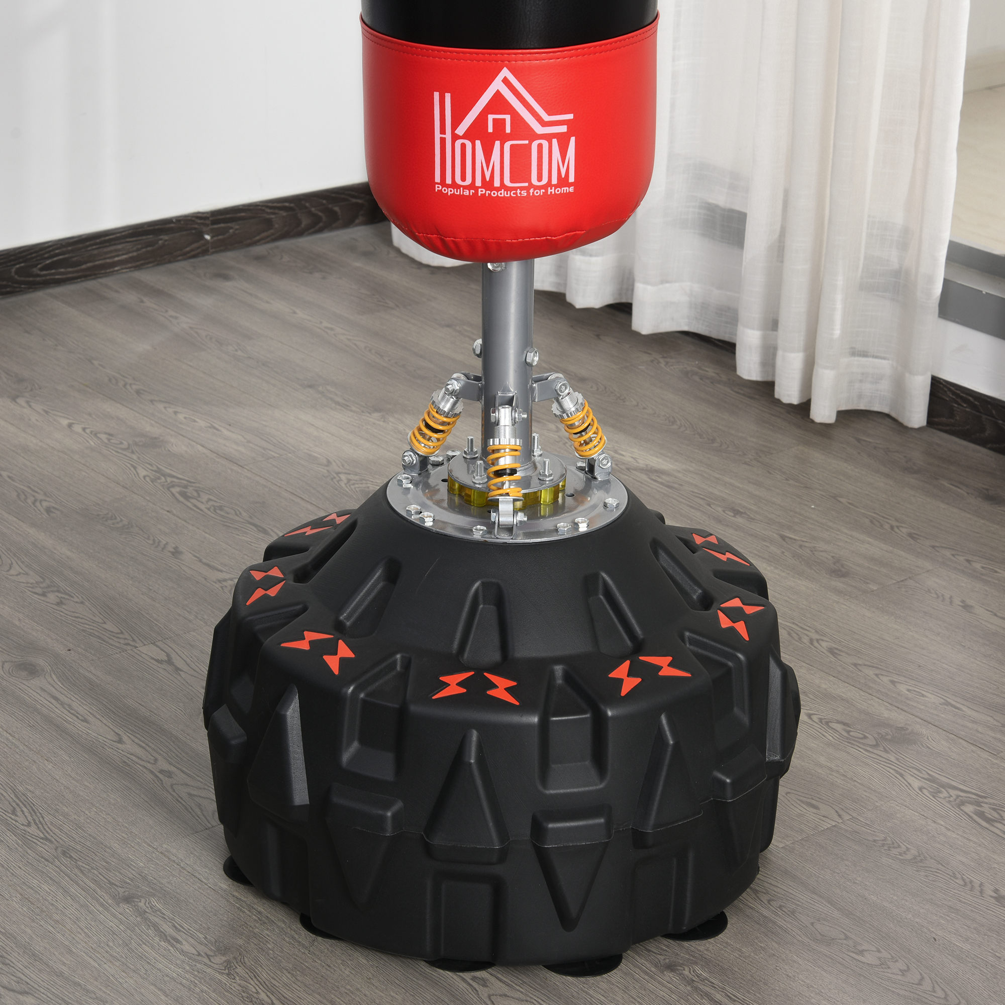 Standboxsack Erwachsene Freistehender Boxtrainingsgerät Boxpartner Boxassistent Training mit Saugfuß Schwarz+Rot 60x60x180 cm