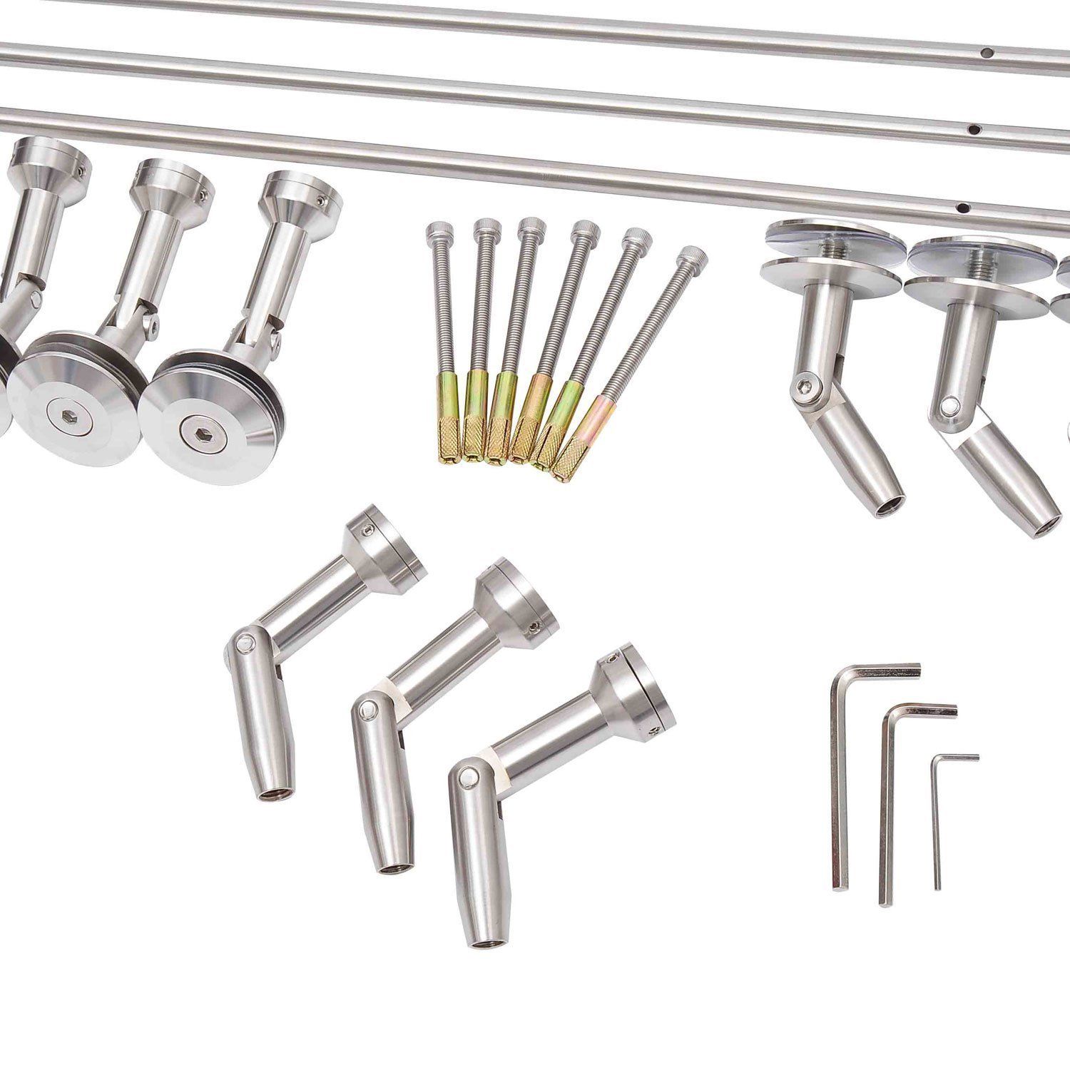 Vordach Glasvordach Türvordach gehärtetes Glas(ESG) Edelstahl Klarglas (200x90cm) (L)