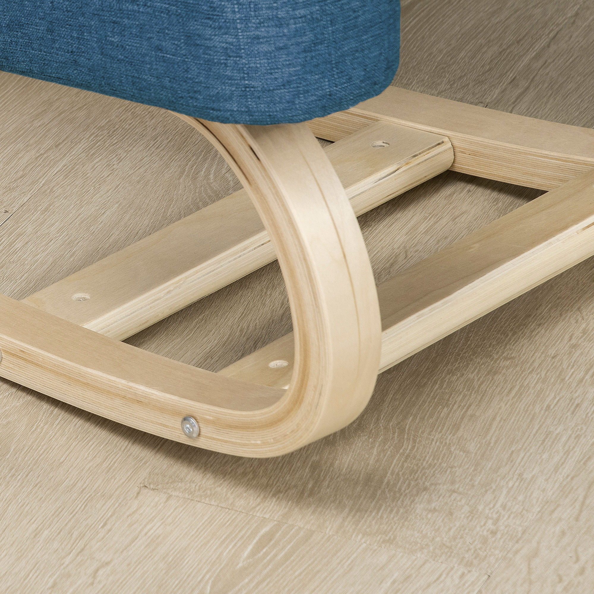 Kniestuhl, ergonomischer Sitzhocker, Polsterhocker für gesunde Sitzhaltung, Birkenholz, 120 kg belastbar, Blau