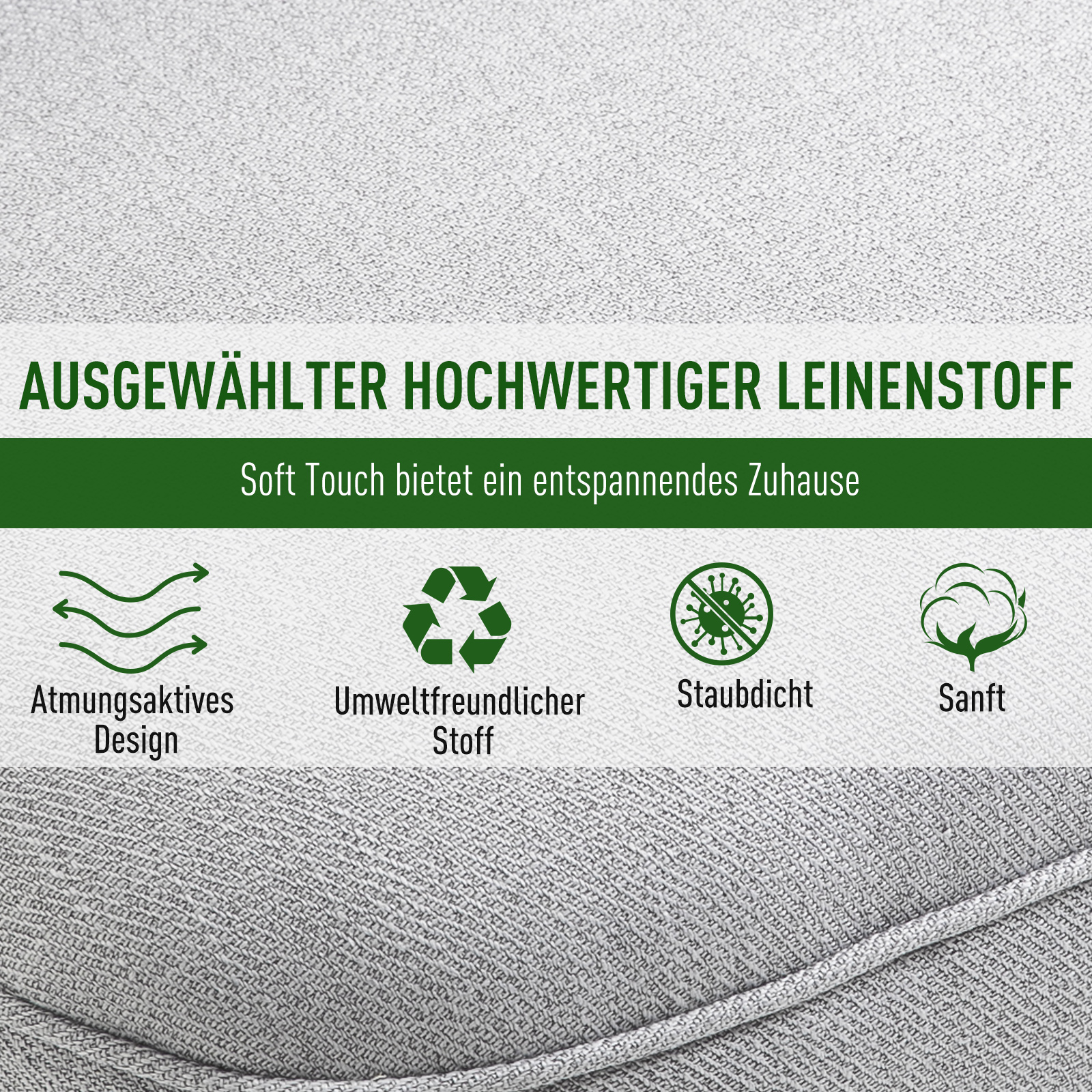 Sessel Wohnzimmer Relaxsessel Loungesessel Ruhesessel mit Rückenkissen, Holzbeine, Lesesessel mit Leinenoptik, Polstersessel für Schlafzimmer, Grau
