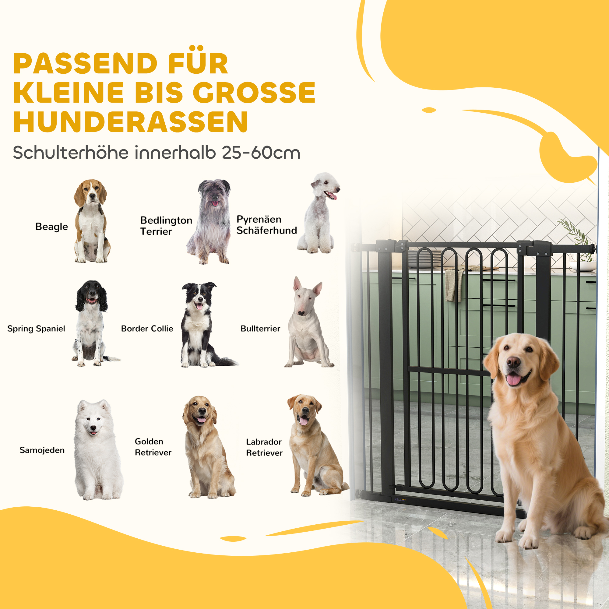 Türschutzgitter Hund, 76-104 cm Absperrgitter ohne Bohren, Treppengitter