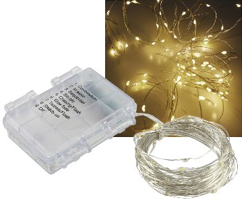 LED Batterie-Lichterkette "SilverWire80" / 80 micro LEDs, 8m, warmweiß, IP44