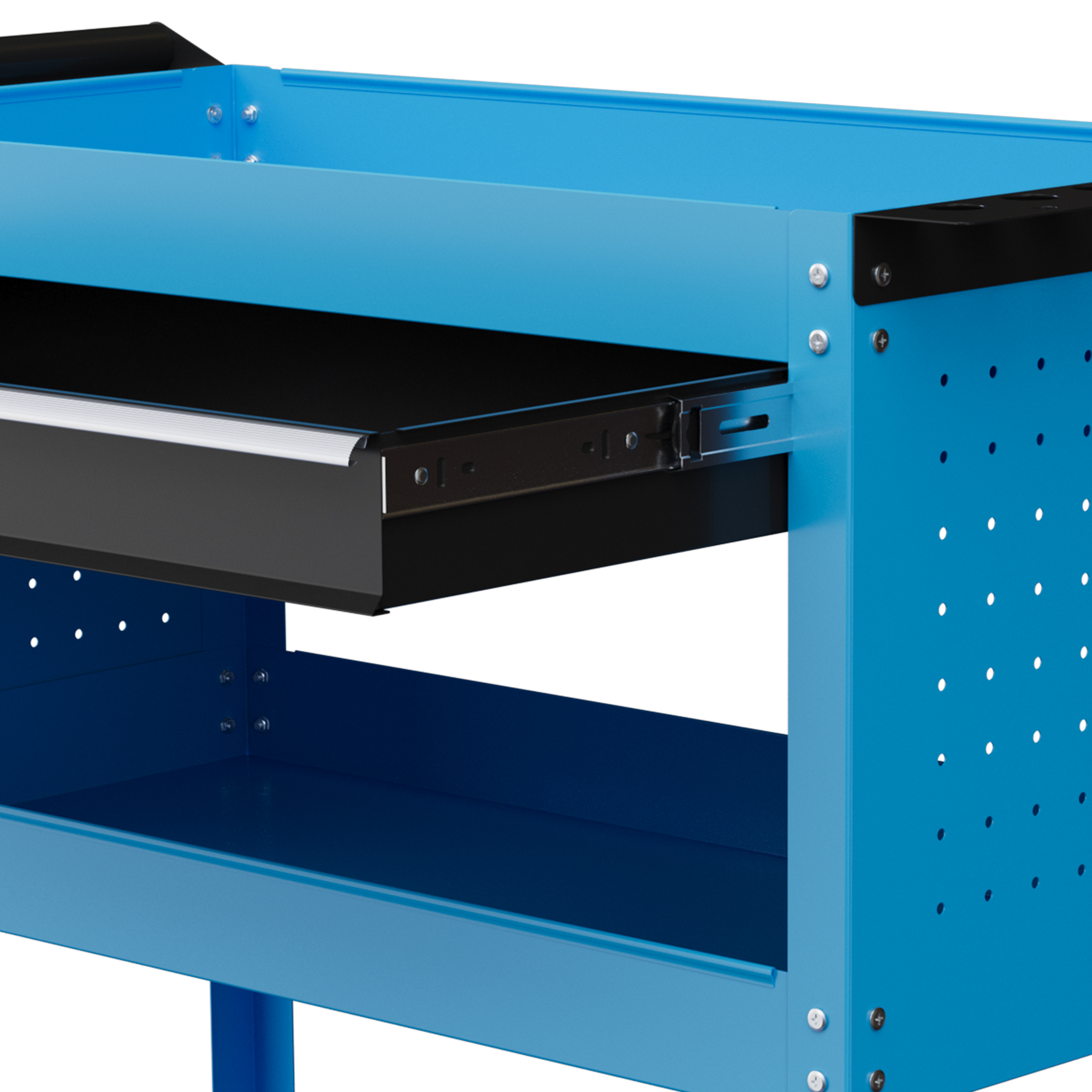 Werkzeugkoffer Werkzeugtrolley Werkzeugbox, 3 Ebenen, 4 Rollen, 82 cm x 35 cm x 76 cm, Blau