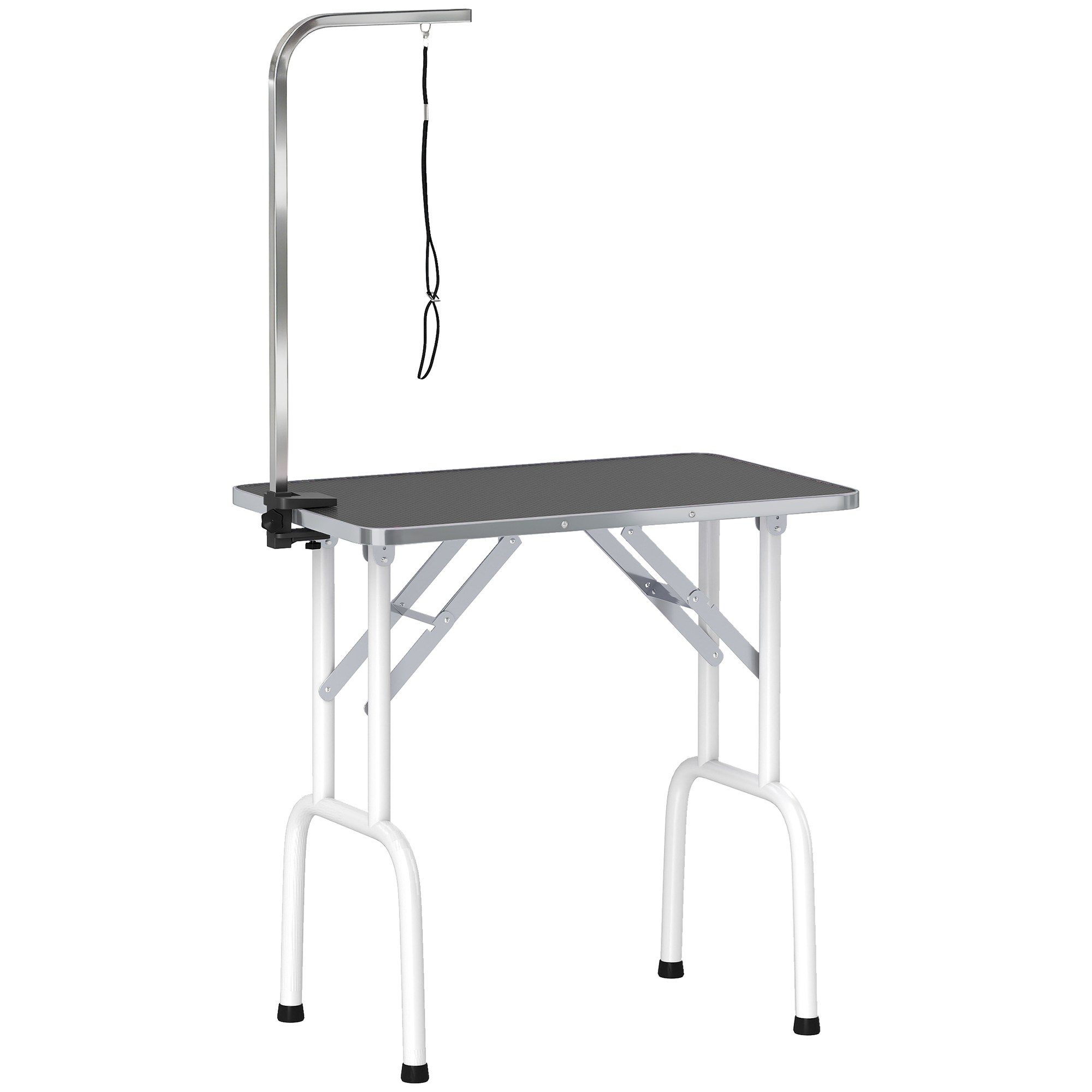 Trimmtisch für Hunde Hundepflegetisch mit Schlinge klappbar Stahlbeine rutschfest Tischplatte 81x48,5x80 cm Schwarz