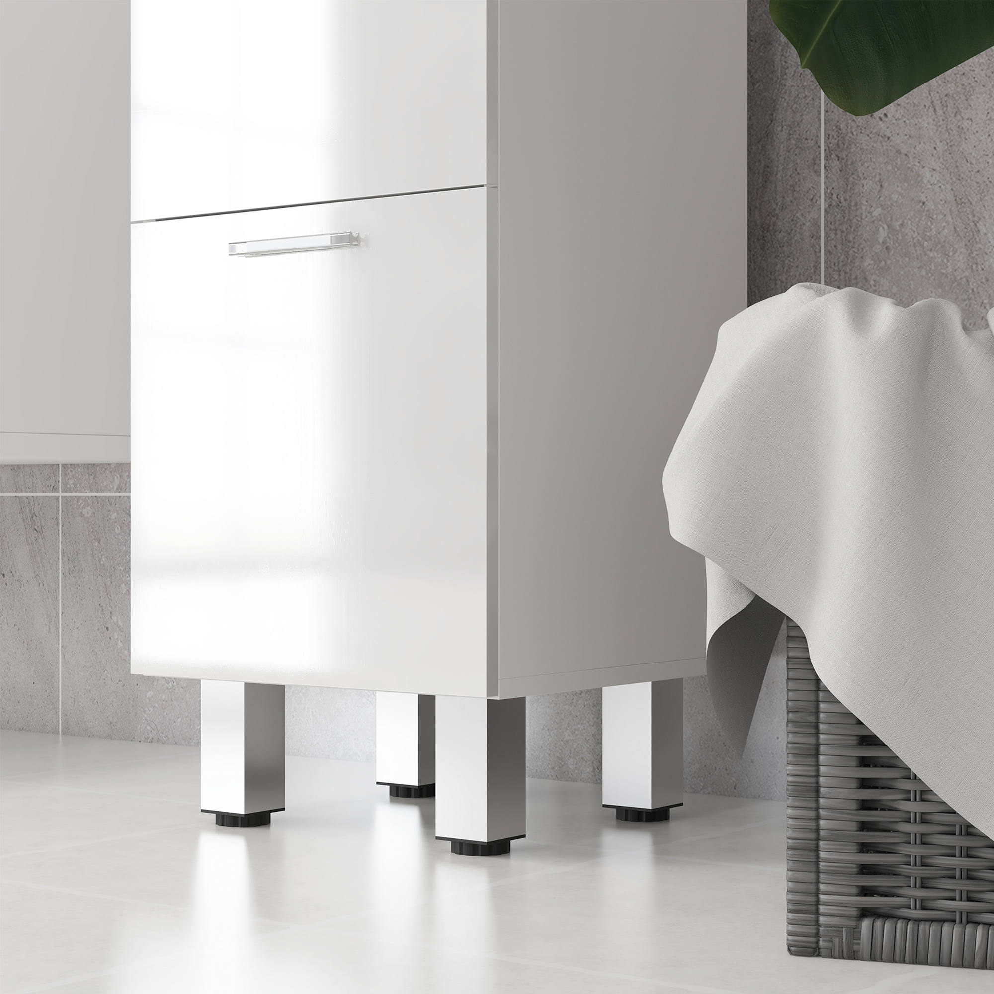 Badezimmerschrank, Badschrank, 4 Schubladen, Spanplatte, glatt, Weiß