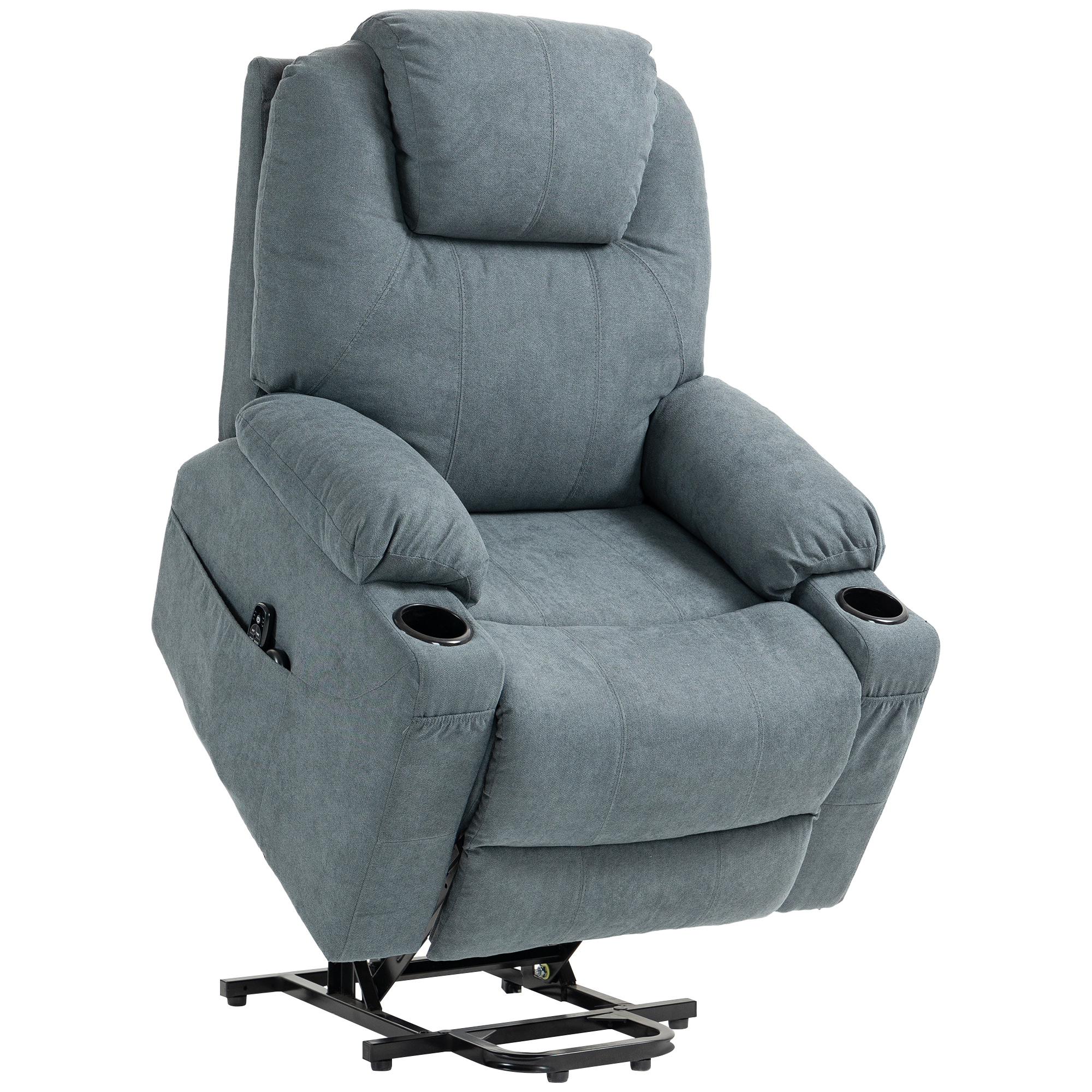 Massagesessel  Aufstehhilfe Seniorensessel, 8 Massagepunkte, Seitentaschen, Fernbedienung, 90L x 101B x 107 cm, Grau