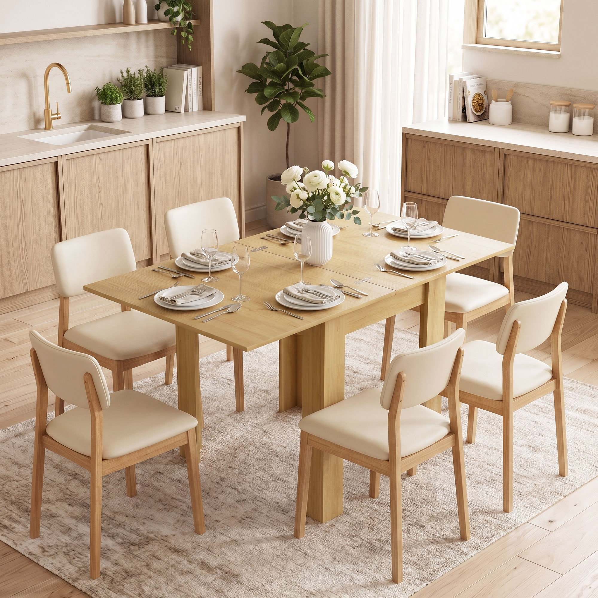 Esstisch Ausziehbar 70/140 x 80 cm Moderner Esszimmertisch für 4–6 Personen Platzsparend für Küche Esszimmer