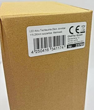 LED Akku Tischleuchte 29cm, dimmbar / 115-290mm ausziehbar, Warmweiß