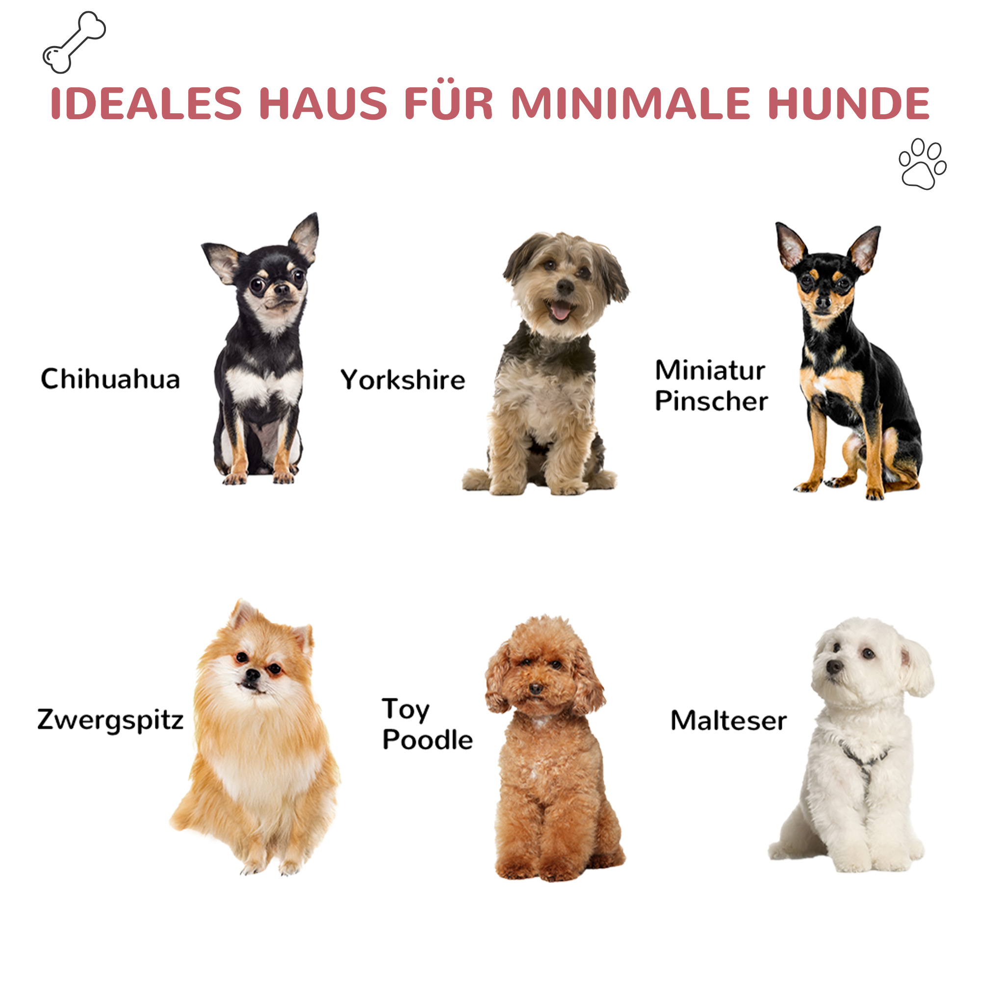 Hundehütte Outdoor Hundehaus mit Dachluke Tor Unterschlupf für kleine Hunde Kleintierstall Luftzirkulation wasserdicht Metall Kunststoff Rot+Hellgrau 59 x 75 x 66 cm