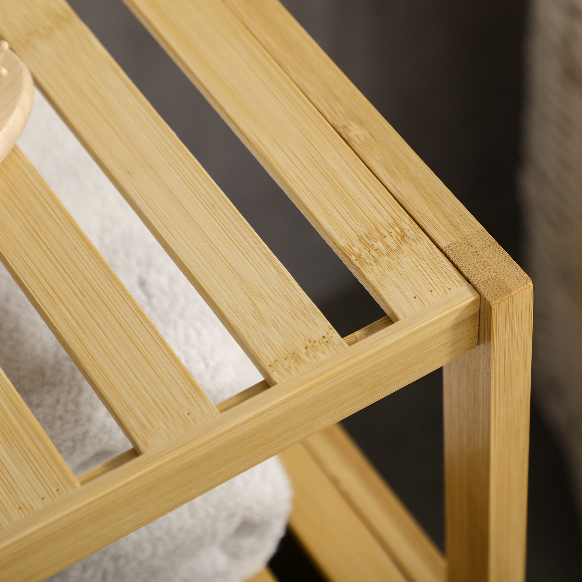 Badezimmerschrank Badregal, Bambus, 1Ablage, 1 Schrank, 33 cm x36,5 cm x67 cm, Natur