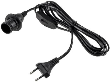 Netzkabel mit Schalter und E14 Fassung / 1,4m + 2m lang, schwarz
