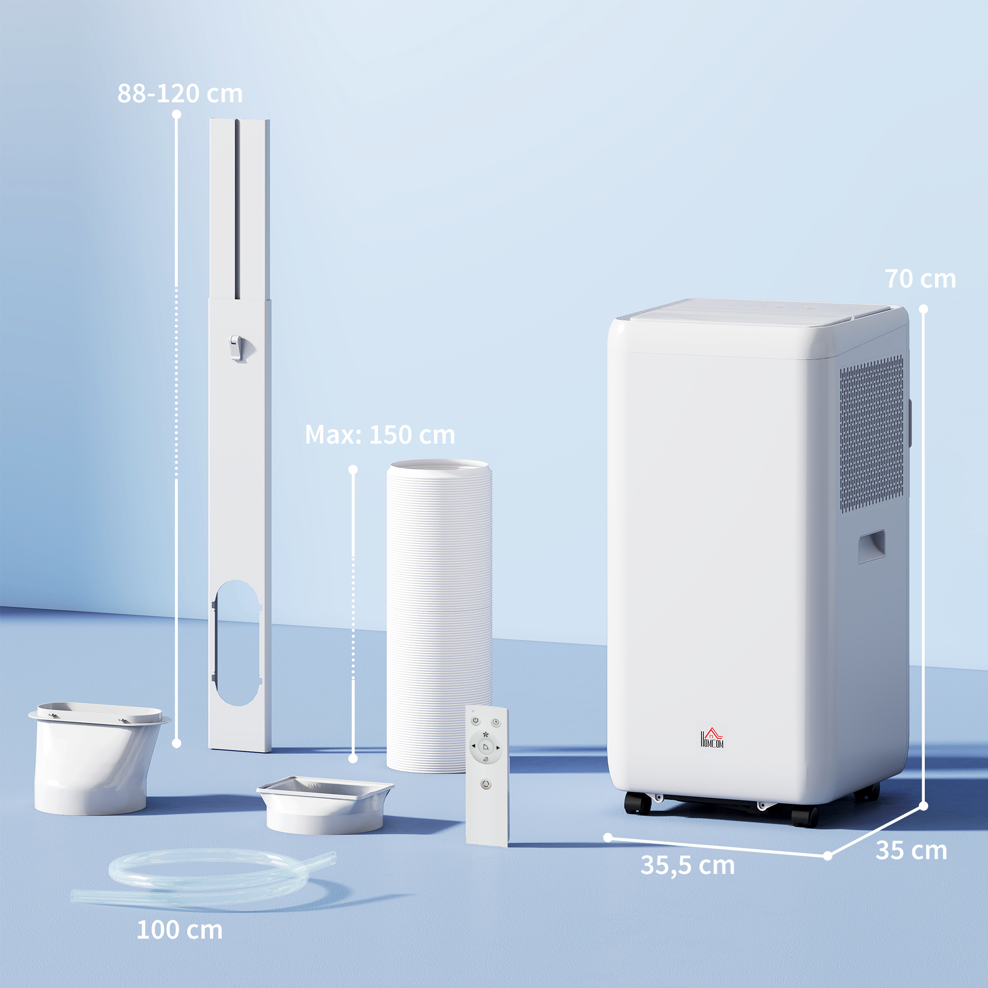 mobiles Klimagerät mit Abluftschlauch 12.000 BTU 3,5 kW, 5-in-1, 24h-Timer, Fernbedienung bis 35㎡