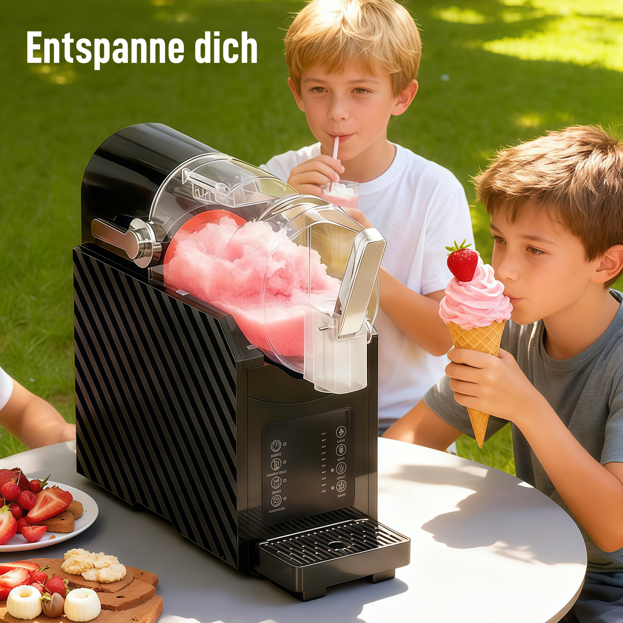 Slushy-Maschine, schnelle Kühlung, Rührfunktion, 2,4 L, Lichtfunktion, Schwarz