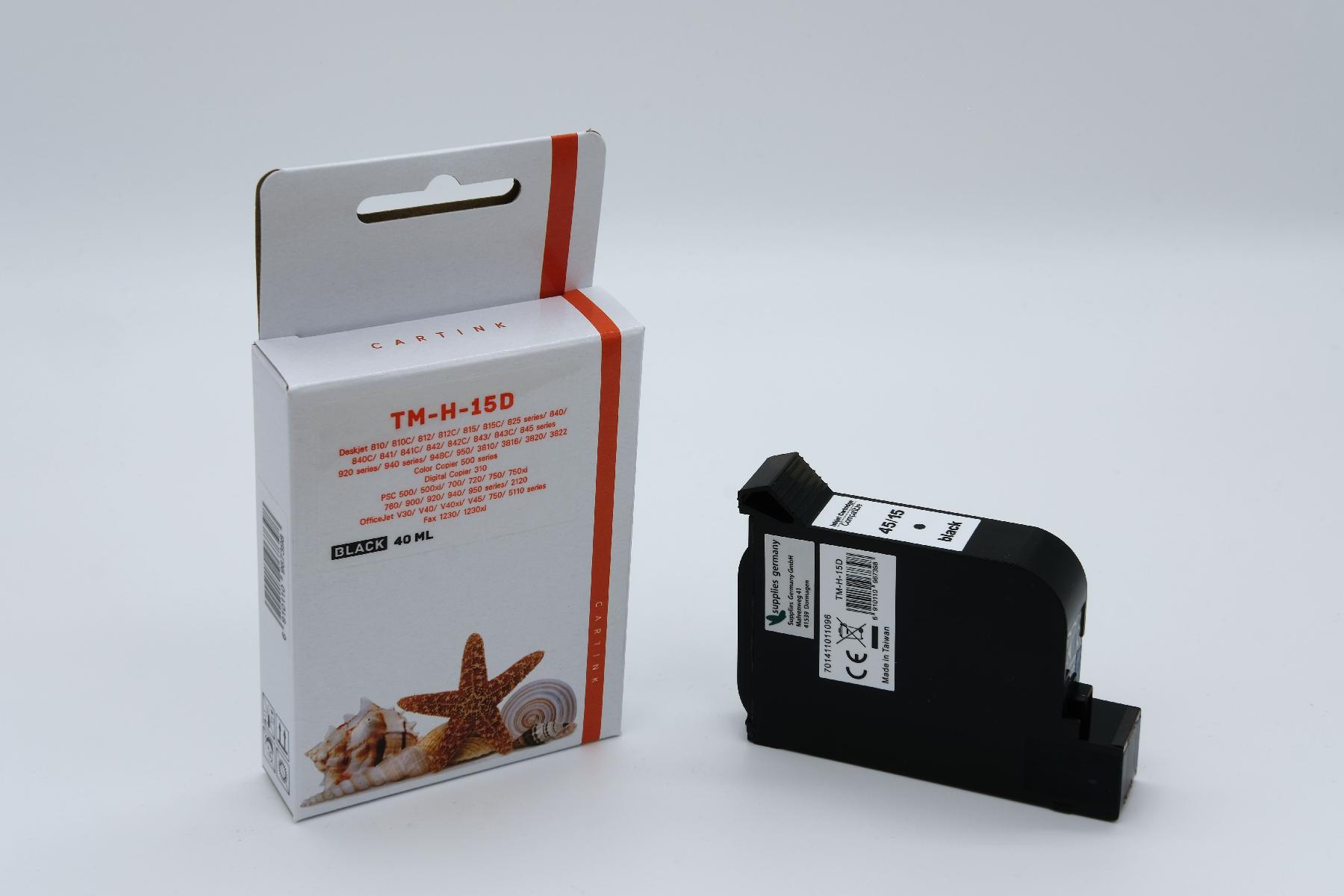 15DNEW alternativ Tinte black für HP / C6615D / 40ml