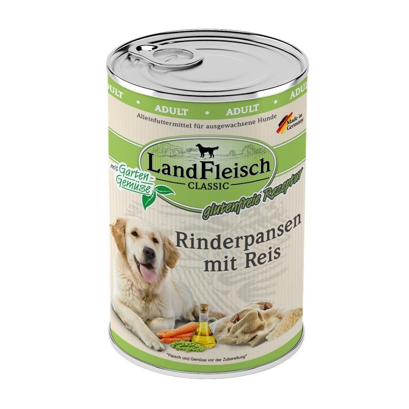 Landfleisch Dog Classic Rinderpansen mit Reis & Gartengemüse - 400g Landfleisch Dog Classic Rinderpansen mit Reis & Gartengemüse - 400g