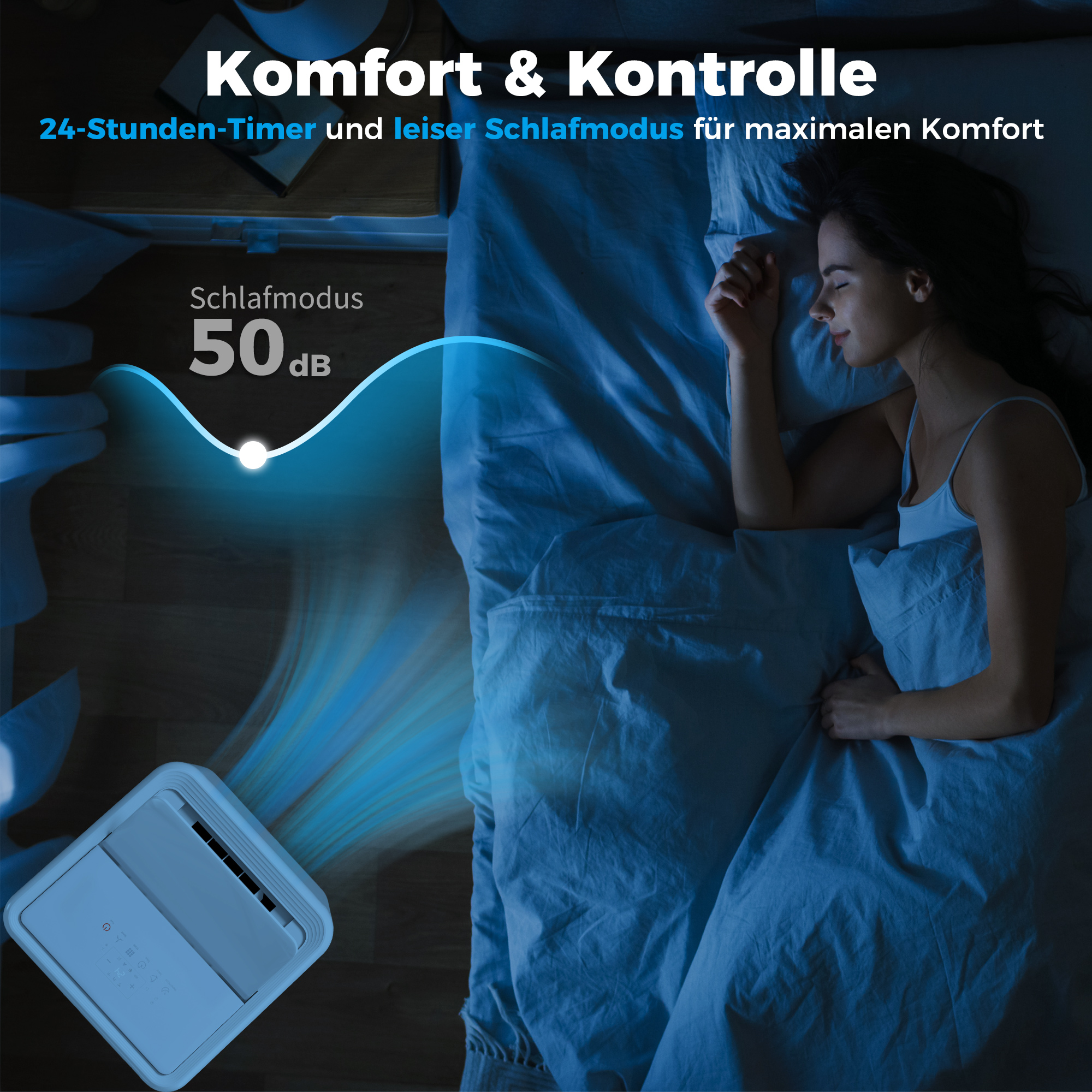 mobiles Klimagerät mit Abluftschlauch 12.000 BTU 3,5 kW, 5-in-1, 24h-Timer, Fernbedienung bis 35㎡