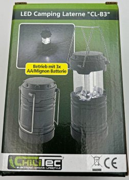 LED Camping Laterne "CL-B3" / 300lm, Batteriebetrieb, ØxH 85x135mm