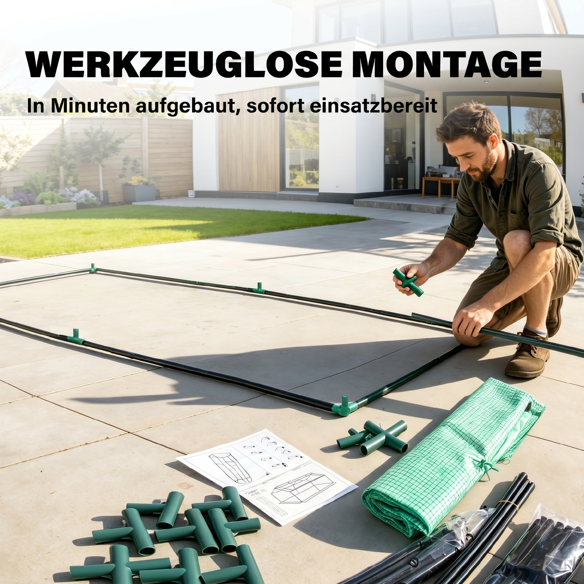 Mini-Gewächshaus Frühbeet Foliengewächshaus, wetterbeständig, 180 x 92 x 92 cm, Grün