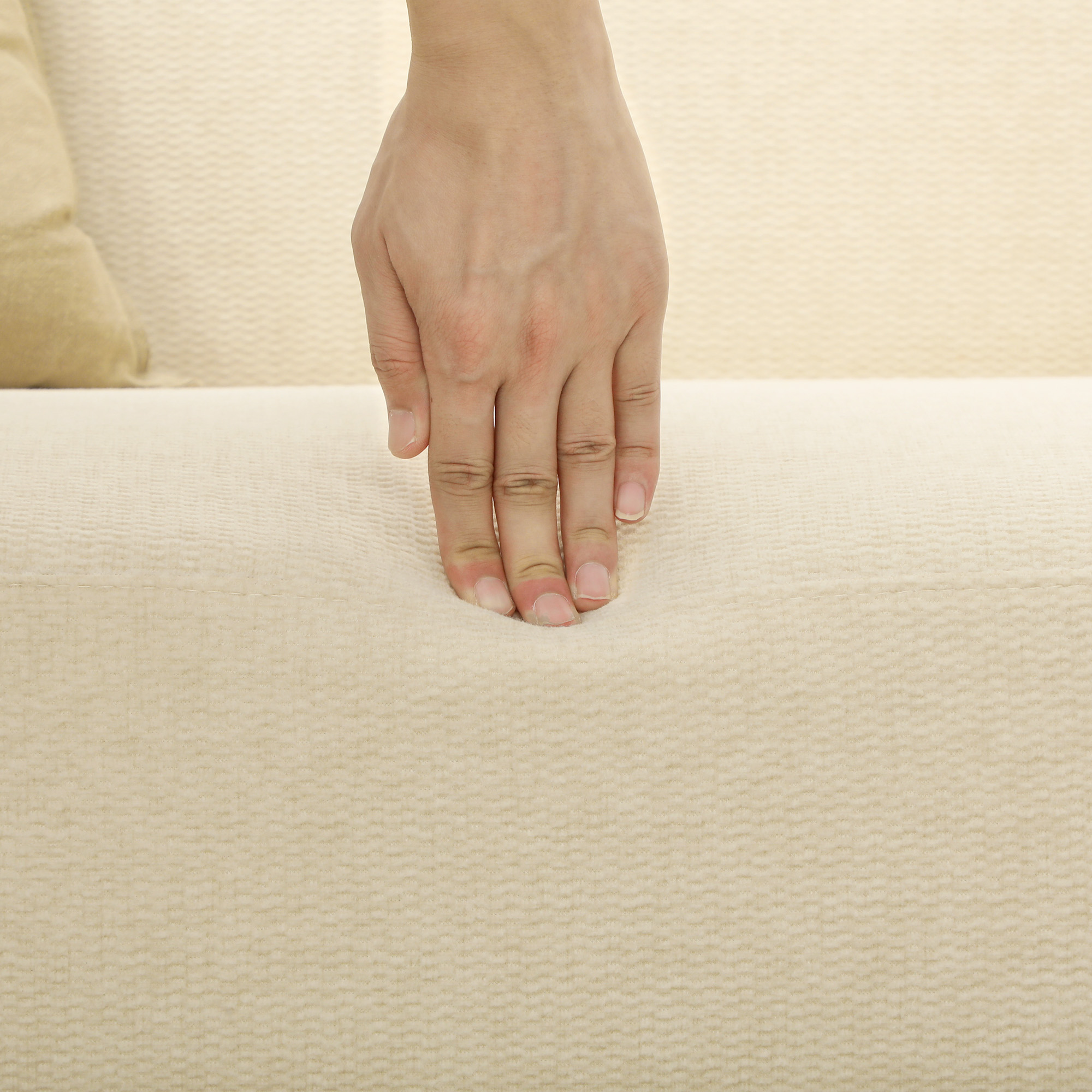 Zweisitzer-Sofa, kompakt, hautfreundlicher Bezug, bis 240 kg, 130x74x79 cm, Cremeweiß