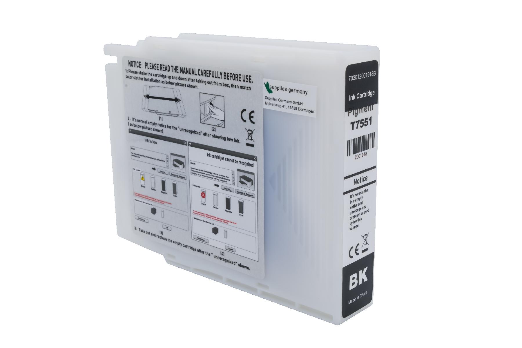 T7551 alternativ Tinte black für Epson / C13T755140 / 100ml