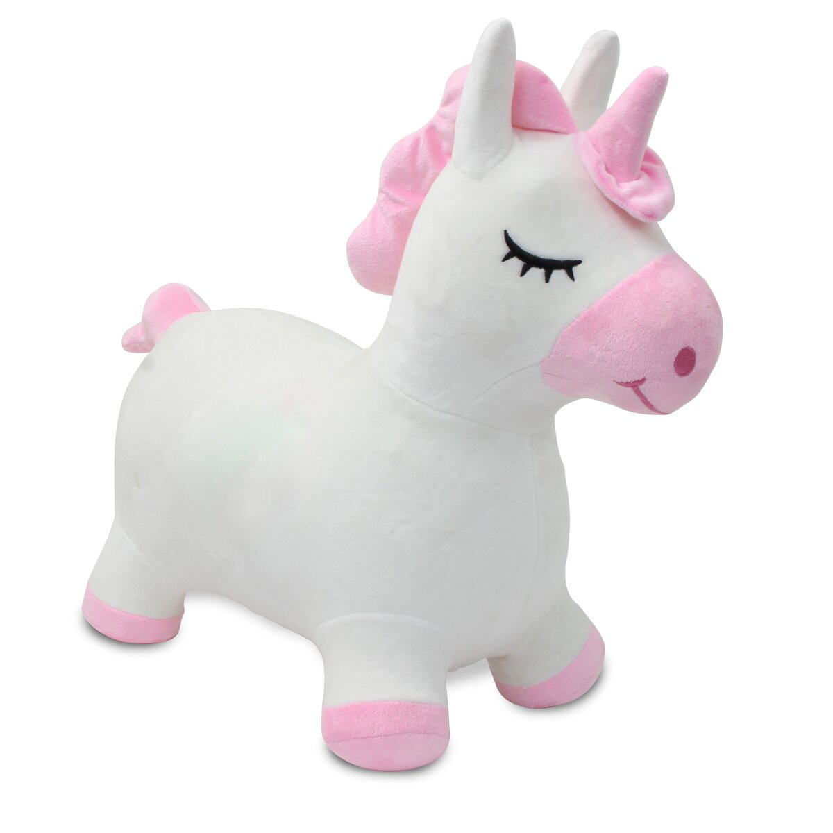 Hüpftier Einhorn mit Plüschbezug und Pumpe