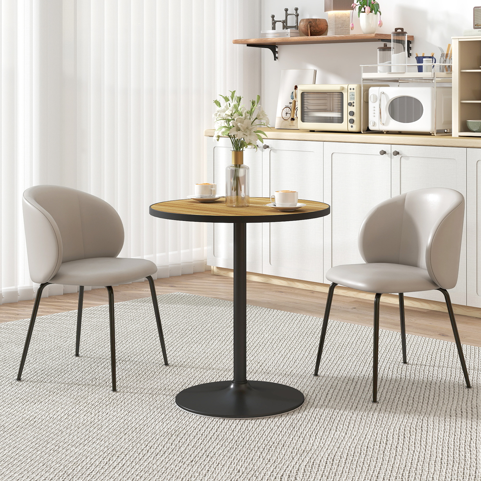 runder Esstisch, Eichenholzoptik, kompaktes Design, für 2-4 Personen, Eiche