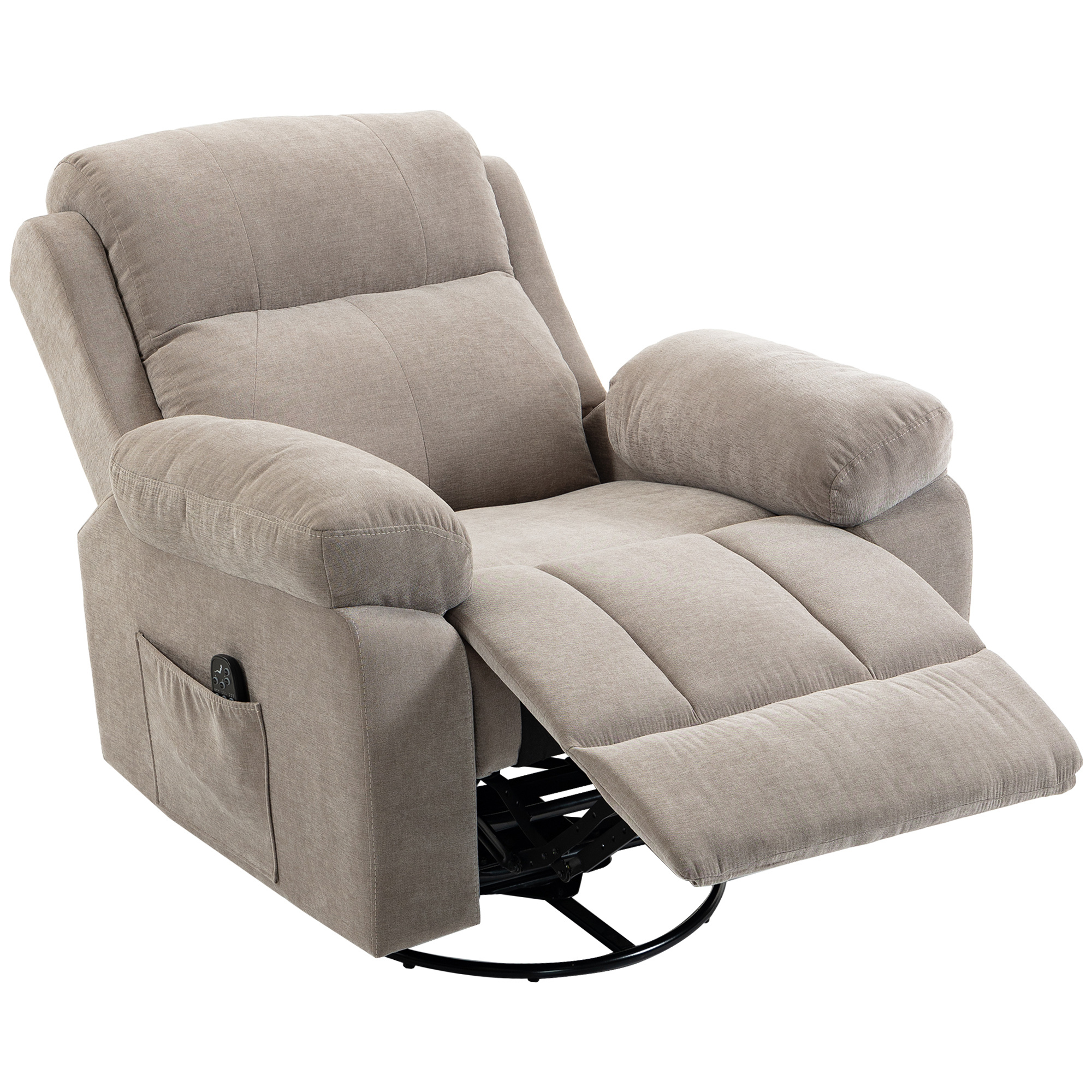Relaxsessel Fernsehsessel 360° Drehbarer Massagesessel mit Wärme, Massage, Chenille-Optik, Beige