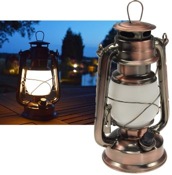 LED Camping Laterne "CT-CL Copper" / ØxH 12x23,5cm, 4x AA, warmweiß, dimmbar