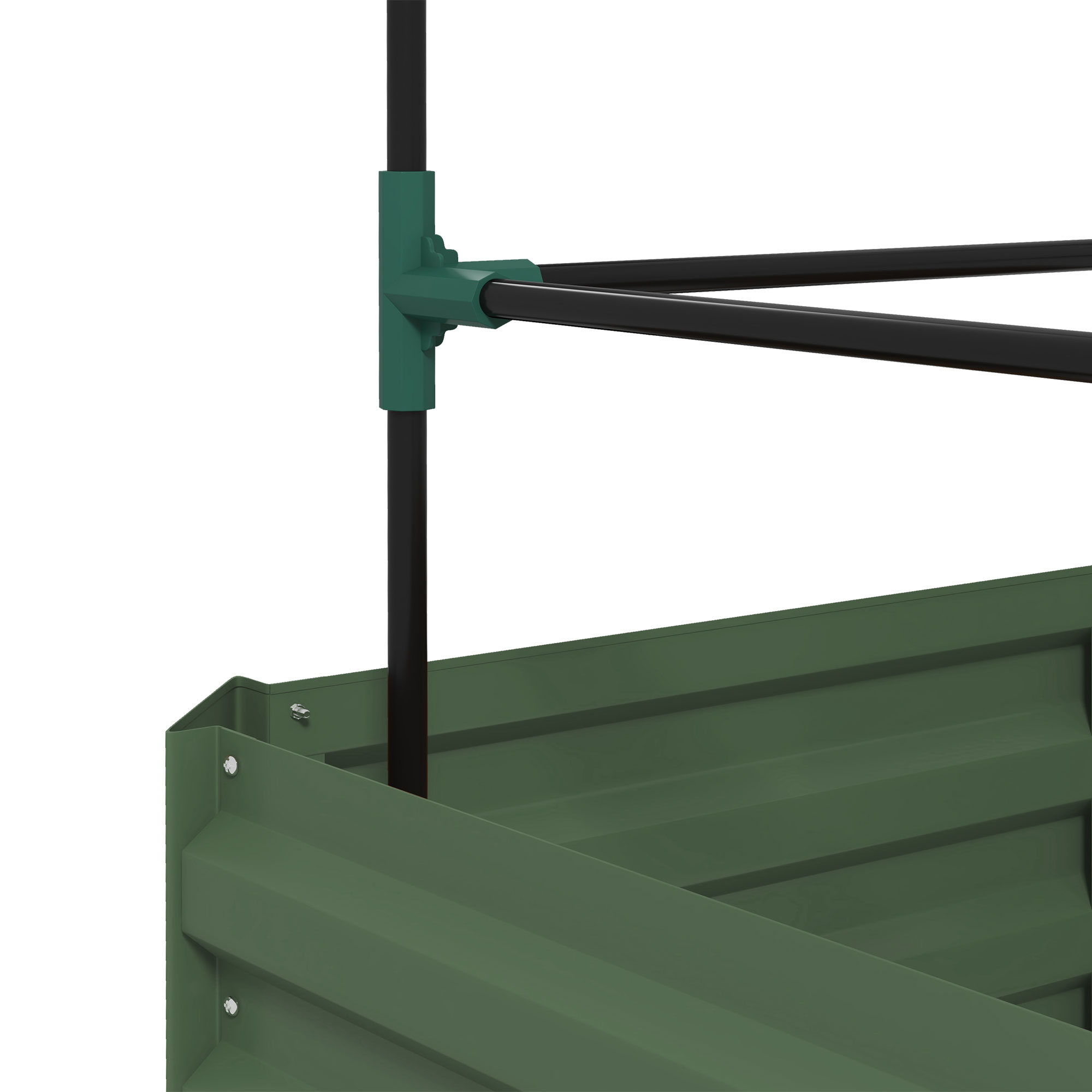 Hochbeet mit Rankgitter Pflankasten mit Rankhilfe, offener Boden, wetterbeständig, 61 cm x 61 cm x 140 cm, Grün