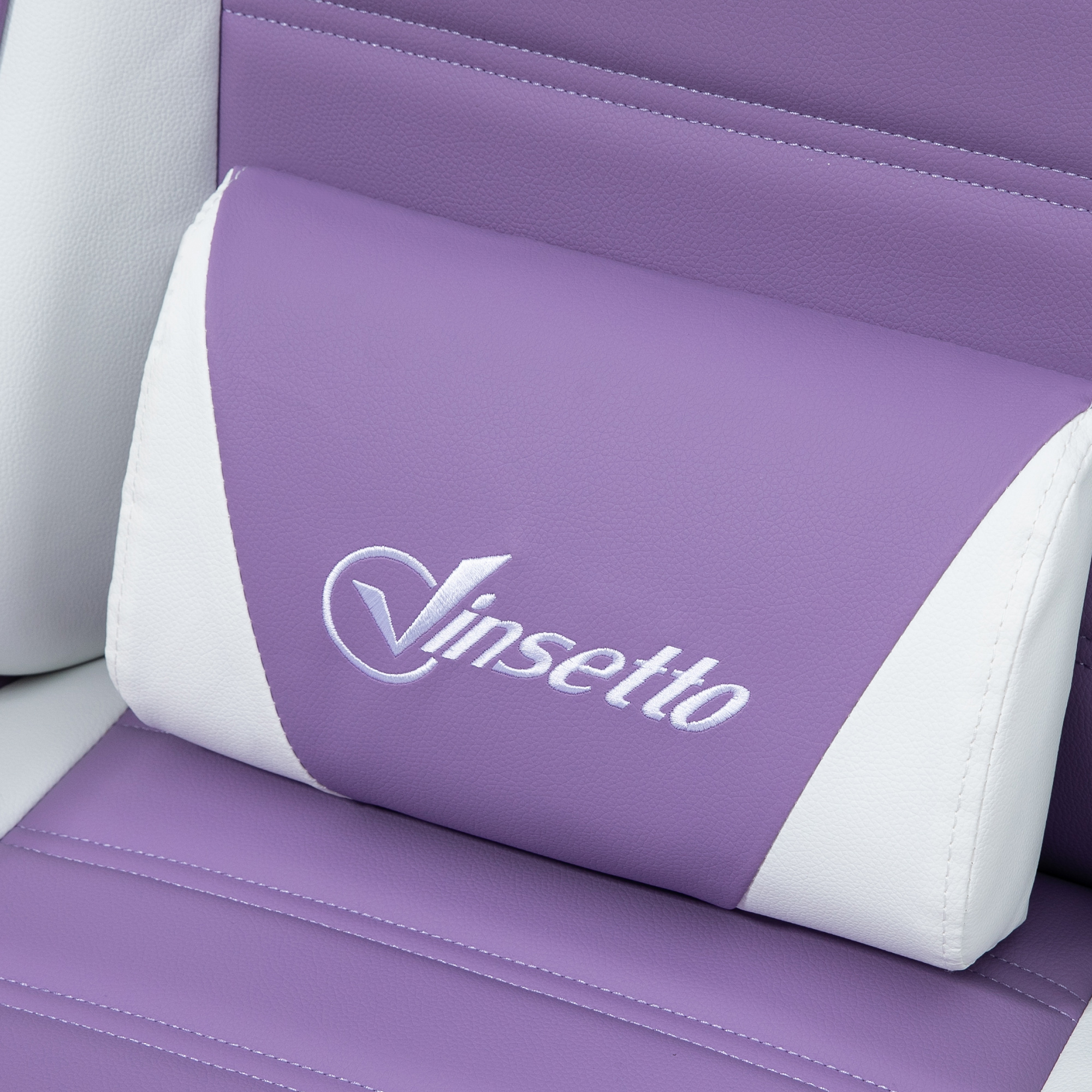 Gaming Stuhl, ergonomischer Gamer Stuhl mit Lendenwirbelstütze, Fußstütze, Hasenohren, Kopfkissen violett