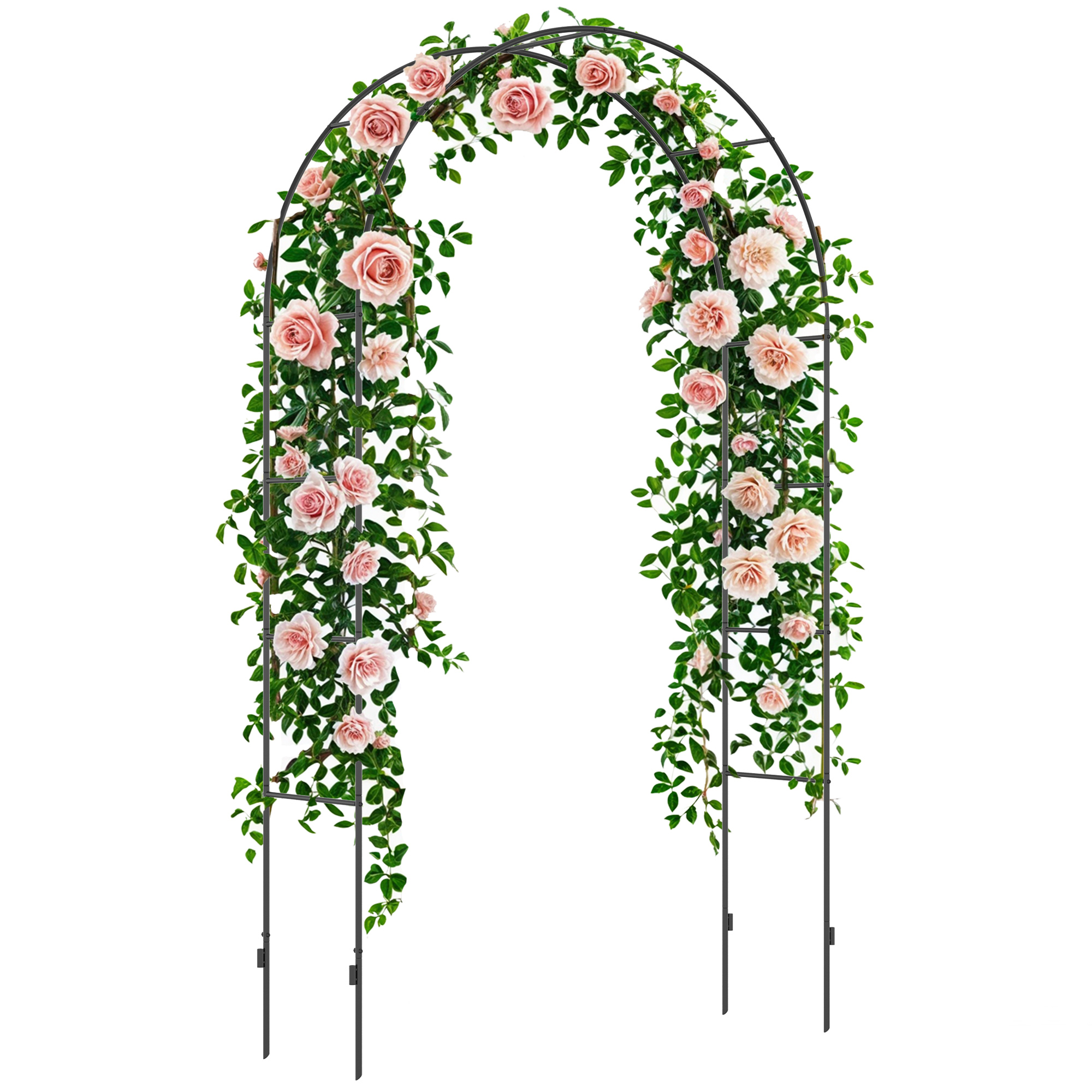 Gartenbogen, Rosenbogen, Rankbogen, Rosenspalier Metall, schwarz, 1,40 x 0,40 x 2,40 m
